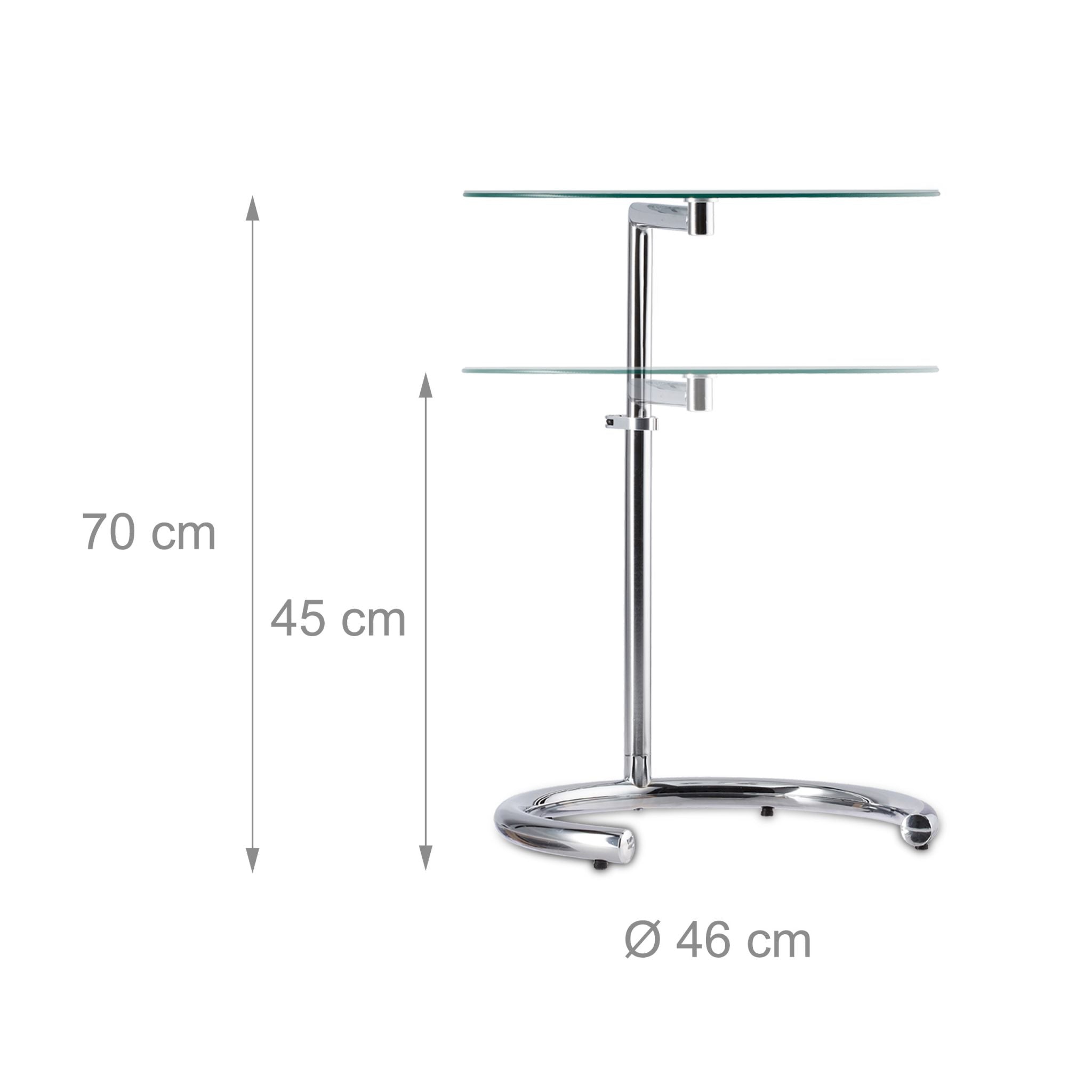 Kaffeetisch höhenverstellbar Silber-Transparent von Relaxdays