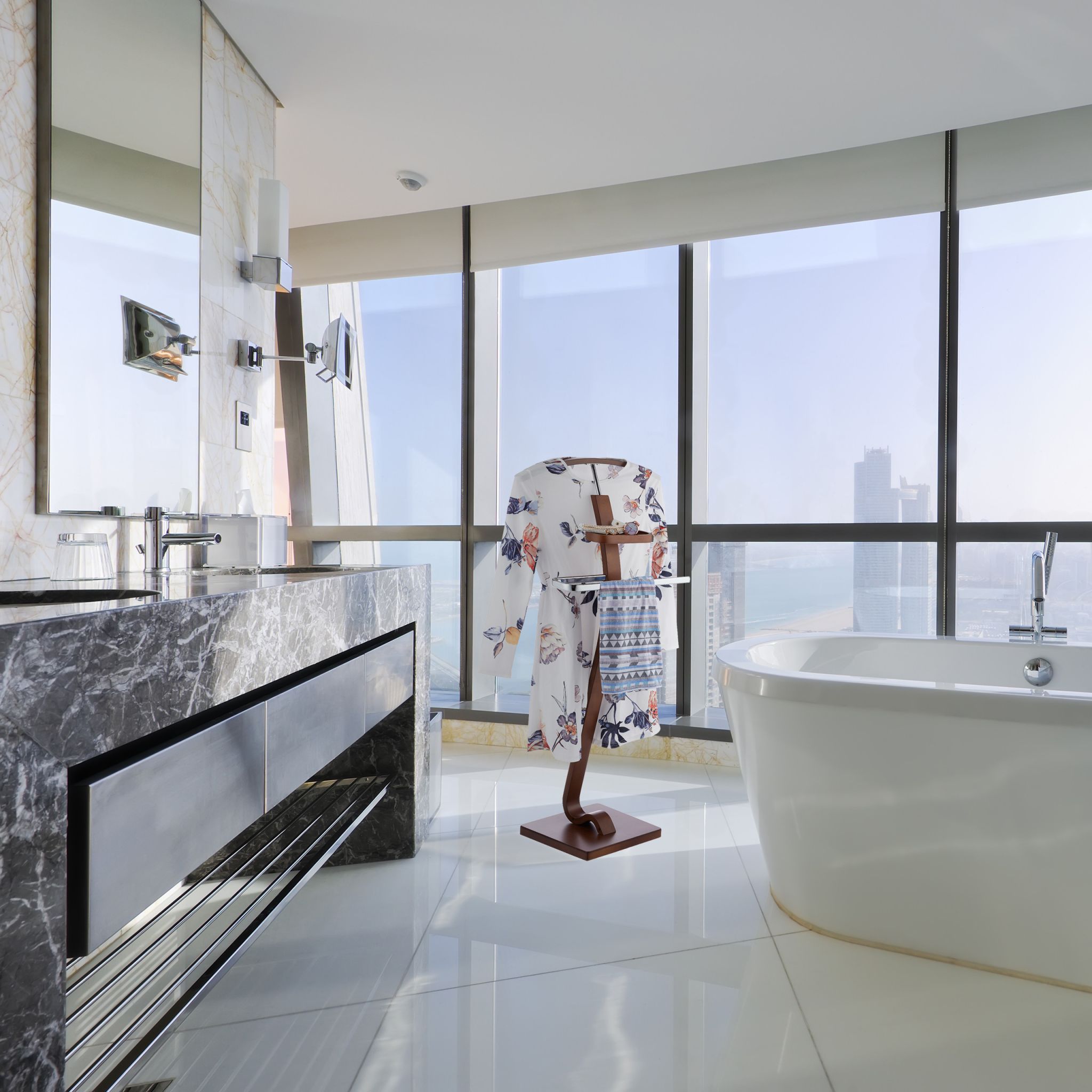 Herrendiener Wallnussoptik Braun-Silber von Relaxdays