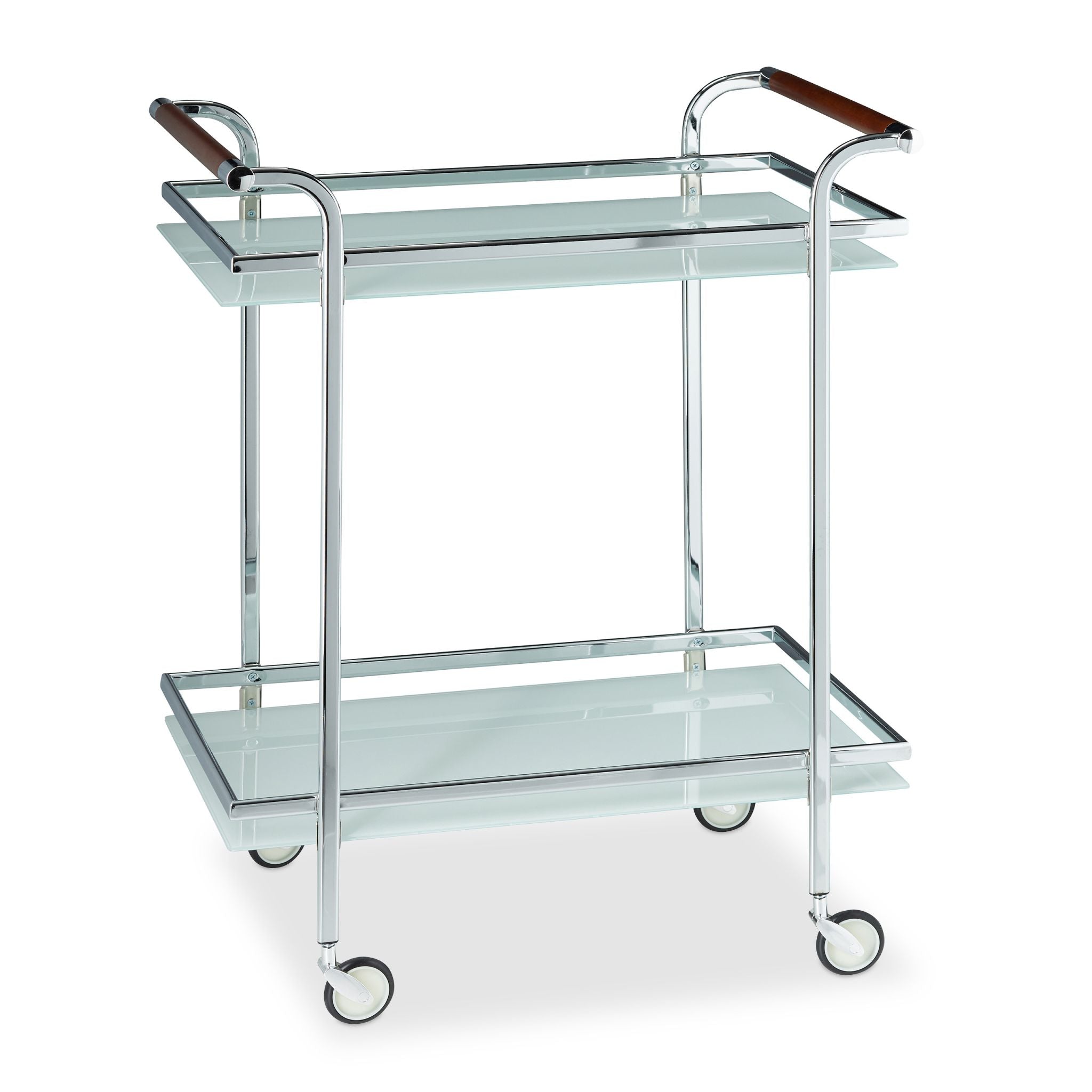 Servierwagen Milchglas Weiss-Silber