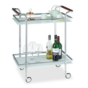 Servierwagen Milchglas Weiss-Silber