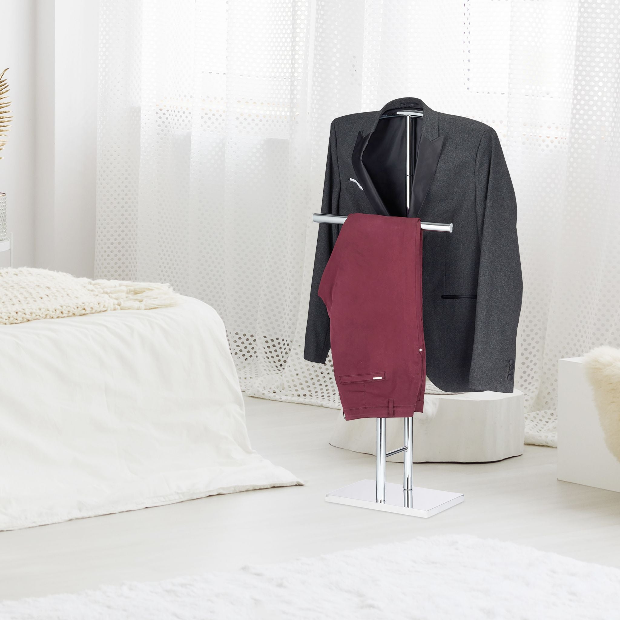 Herrendiener Chrom Silber von Relaxdays