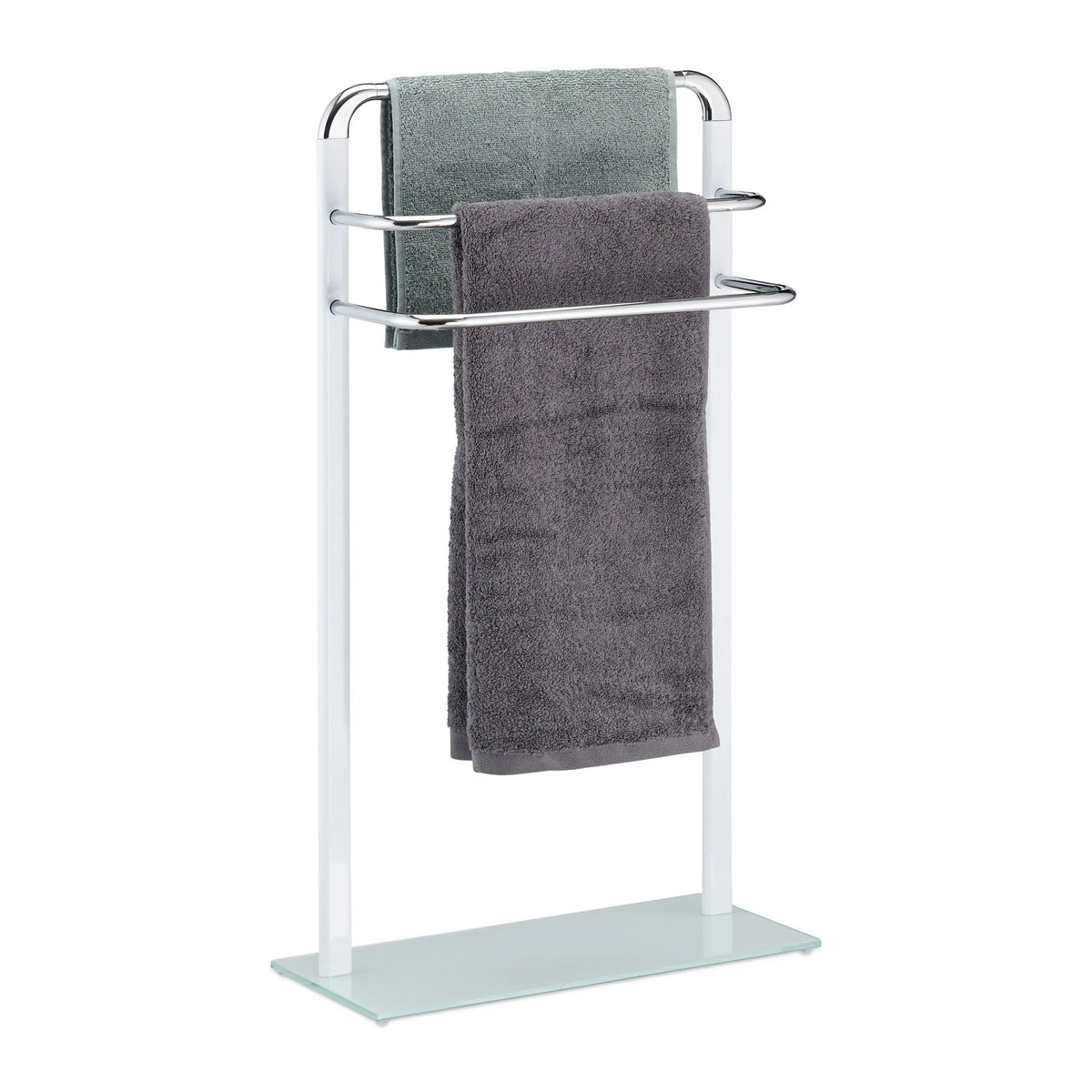 Handtuchhalter Milchglas/Chrom Weiss-Silber von Relaxdays