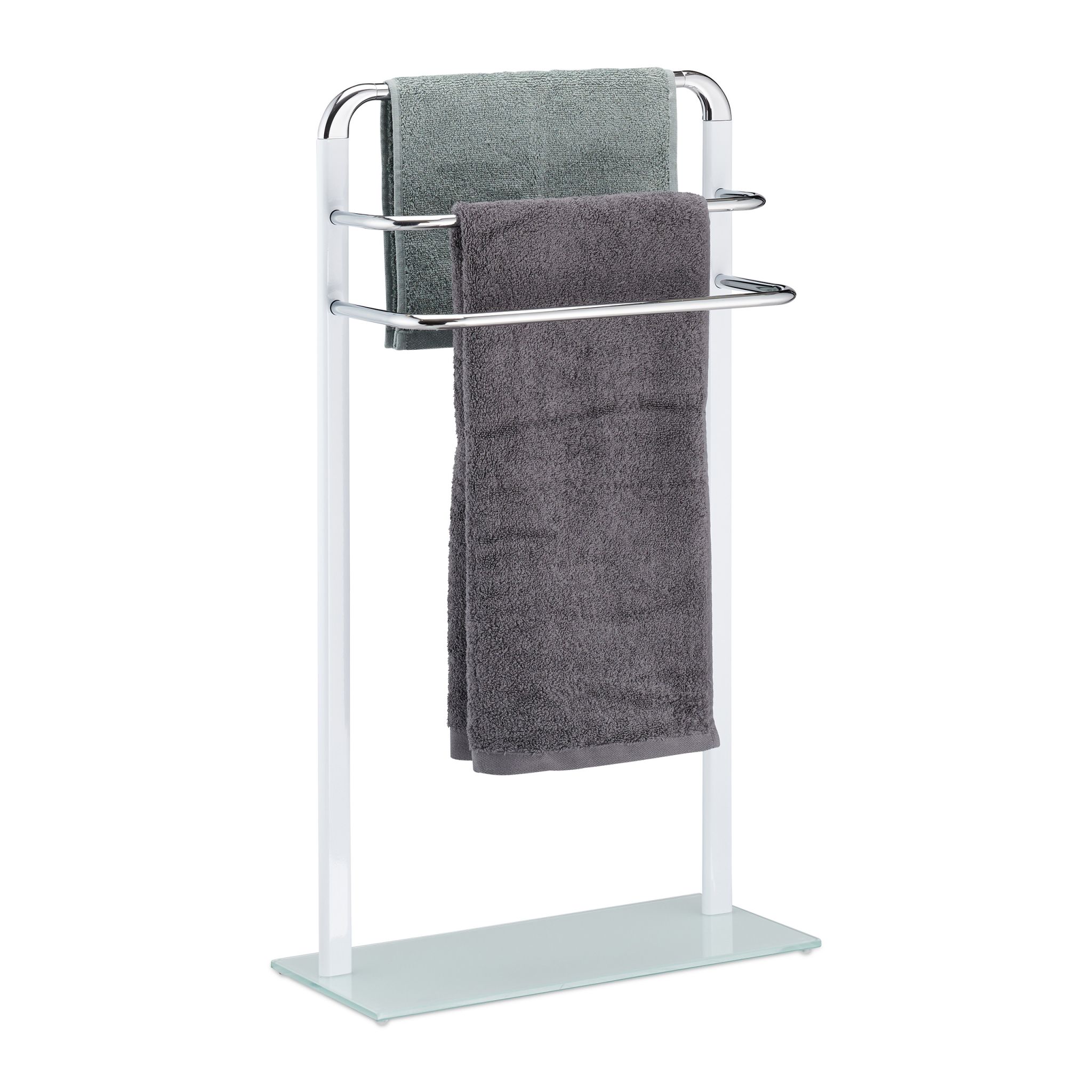 Handtuchhalter Milchglas/Chrom Weiss-Silber von Relaxdays