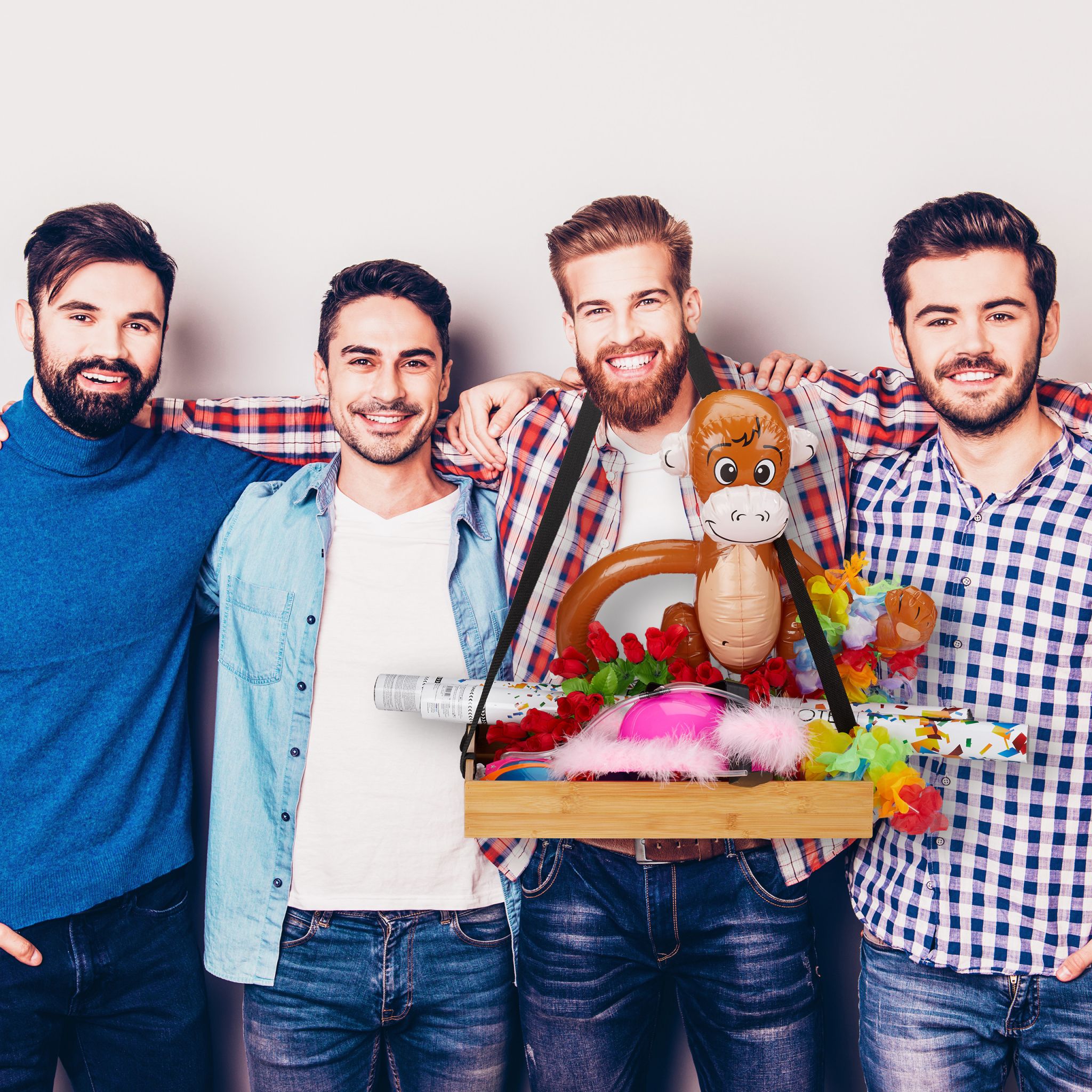 Bauchladen Bambus Hellbraun-Schwarz von Relaxdays