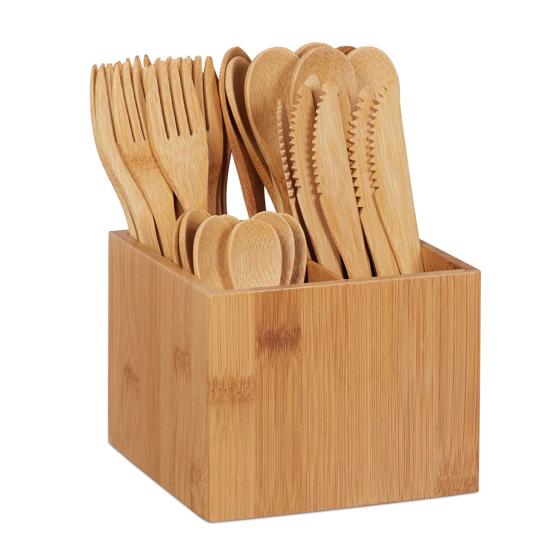 Besteckset Bambus Hellbraun von Relaxdays