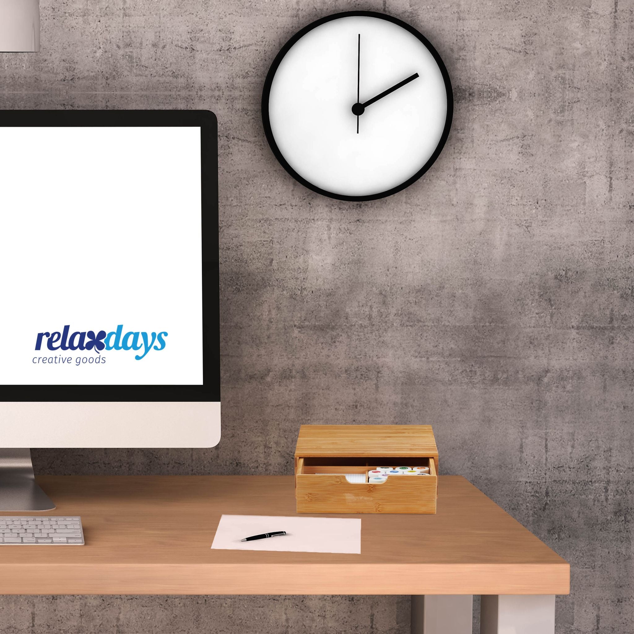 Schubladenbox Bambus Hellbraun von Relaxdays
