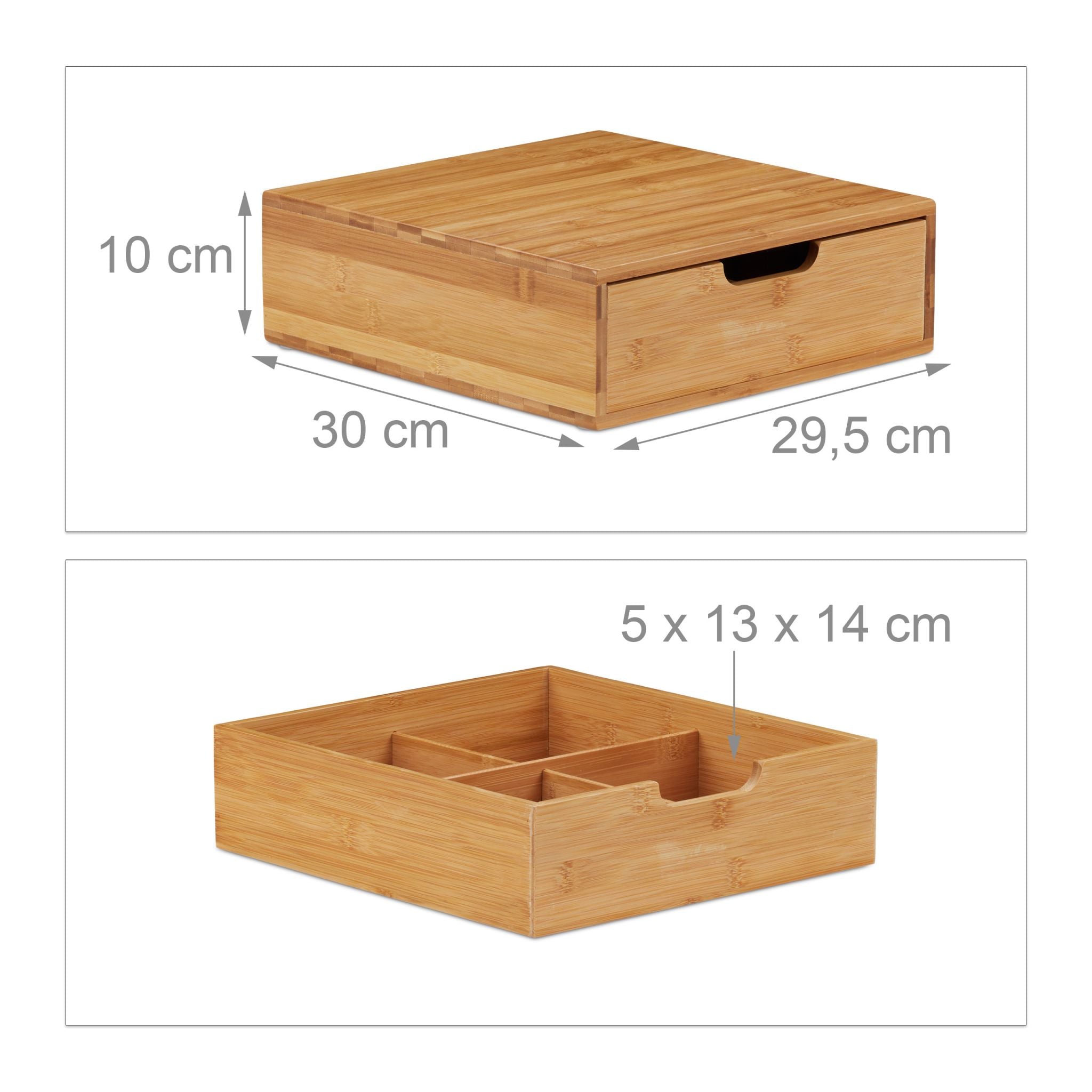 Schubladenbox Bambus Hellbraun von Relaxdays
