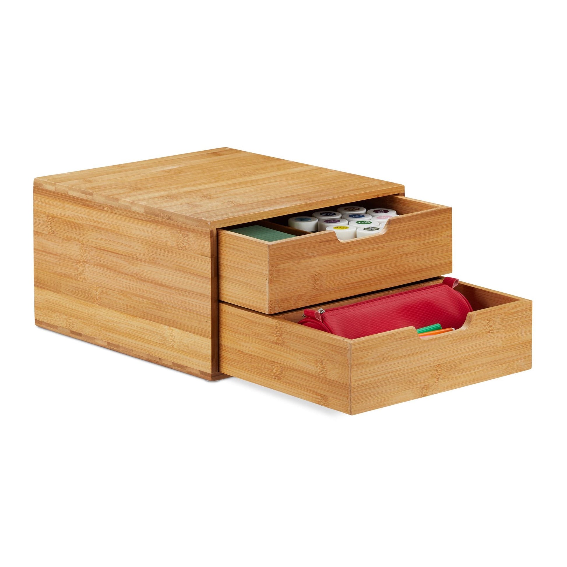 Schubladenbox Bambus Hellbraun von Relaxdays