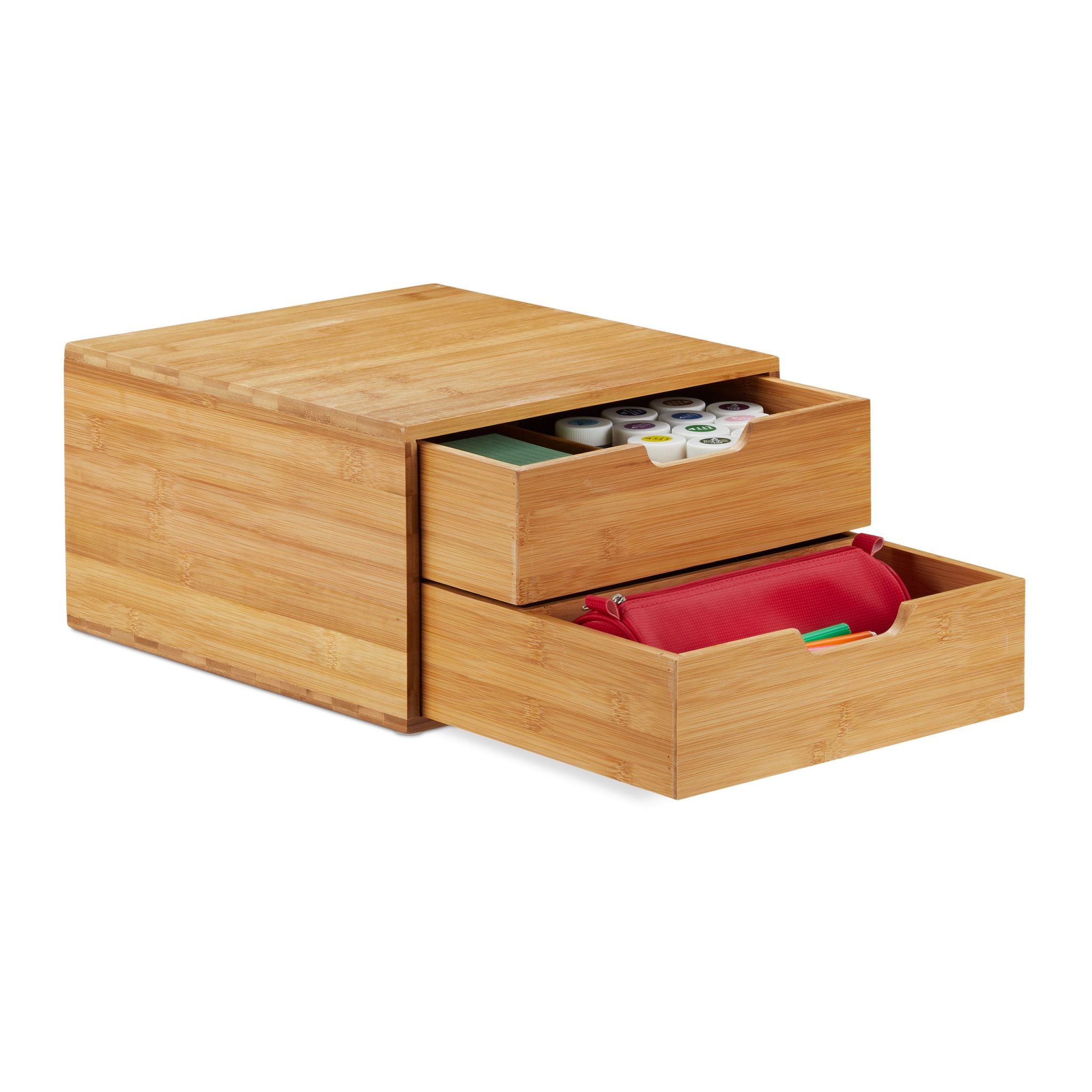 Schubladenbox Bambus Hellbraun von Relaxdays