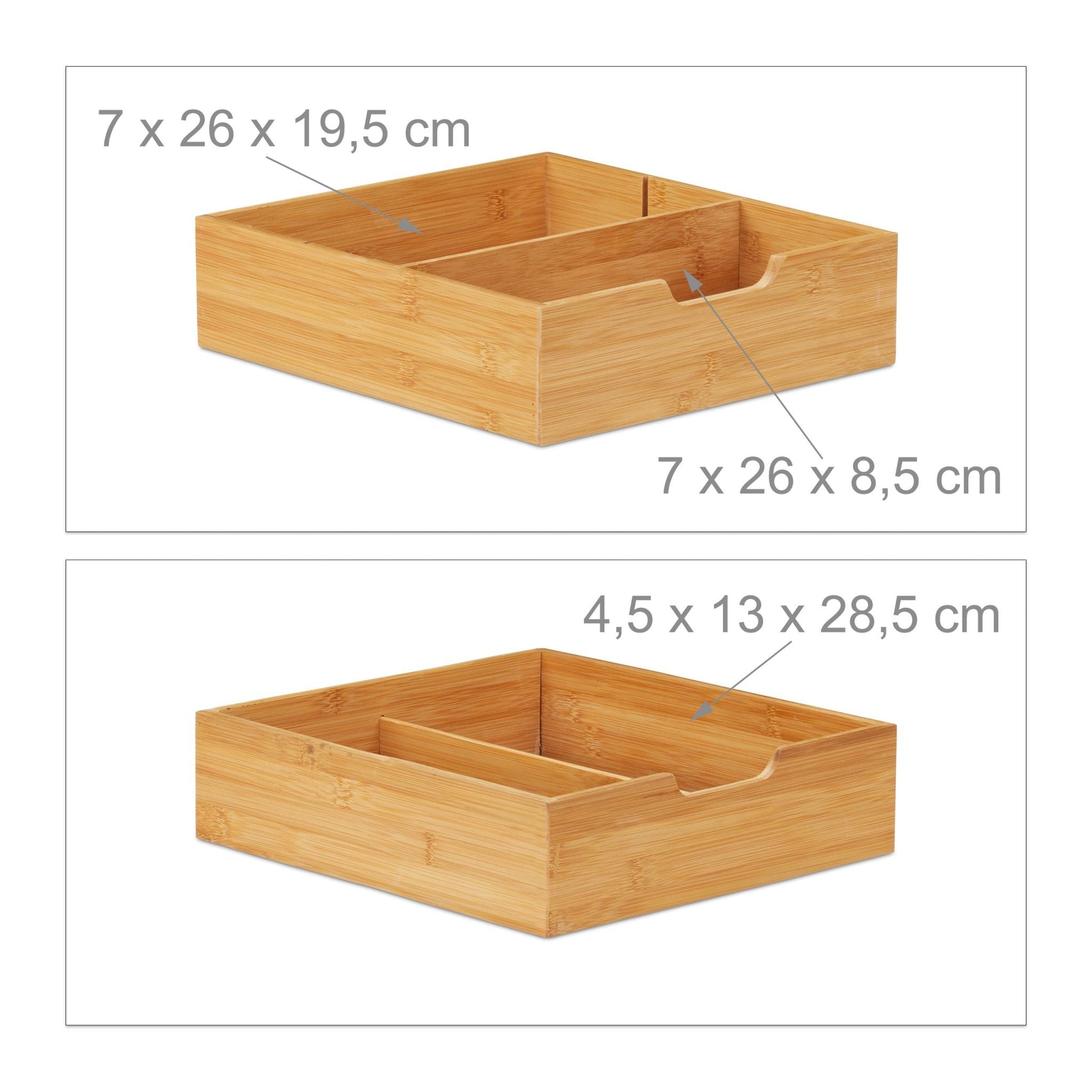 Schubladenbox Bambus Hellbraun von Relaxdays