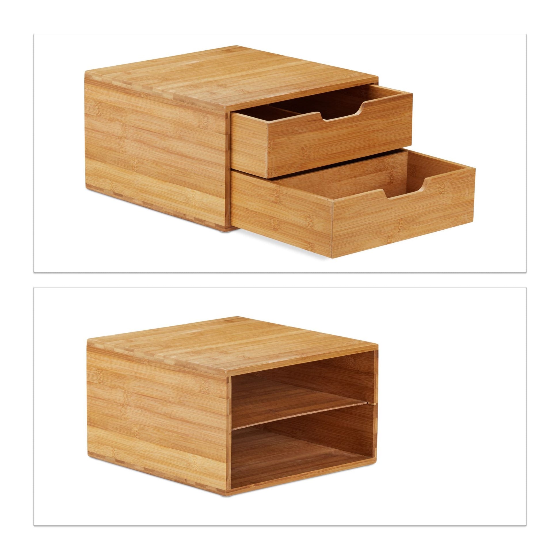 Schubladenbox Bambus Hellbraun von Relaxdays