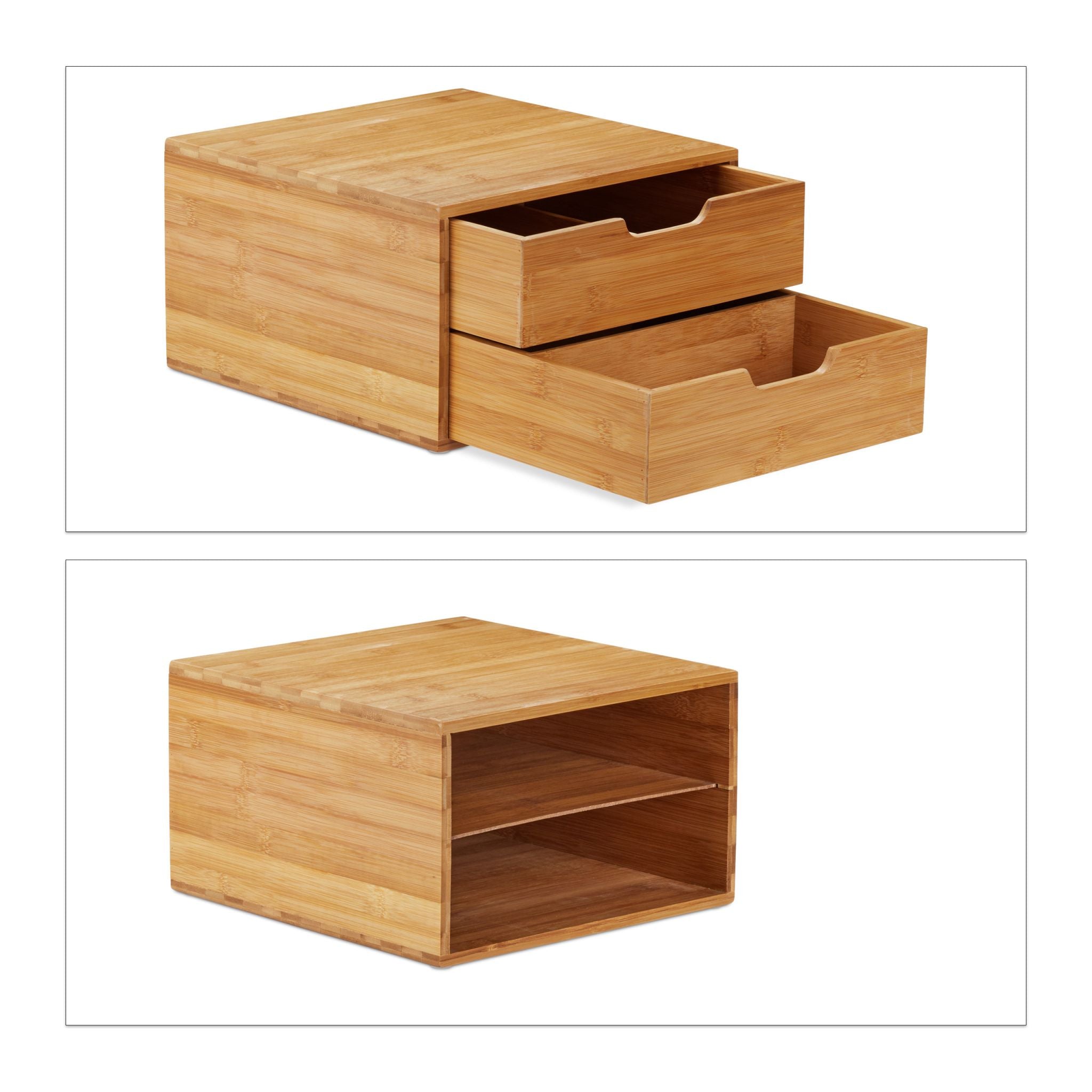 Schubladenbox Bambus Hellbraun von Relaxdays