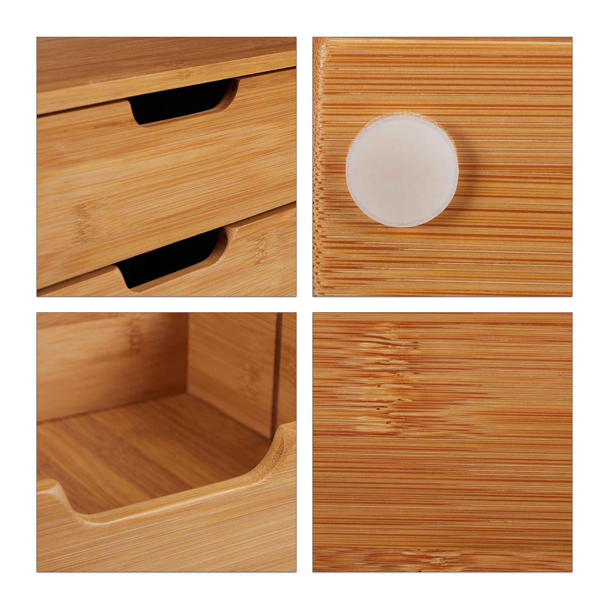 Schubladenbox Bambus Hellbraun von Relaxdays