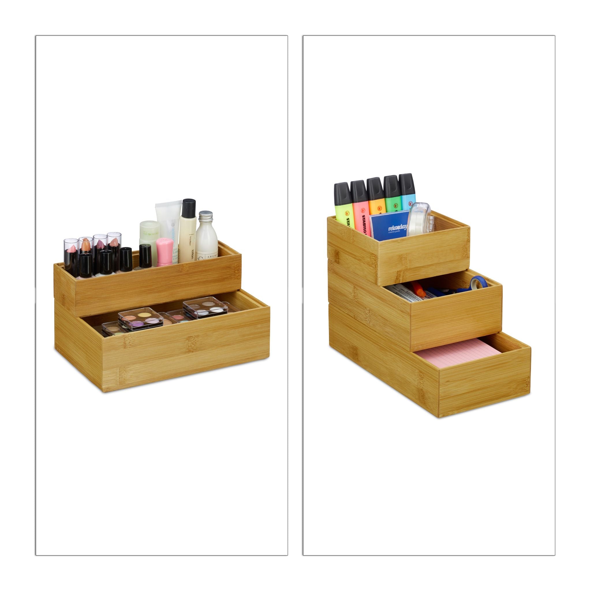Ordnungsbox Bambus Hellbraun von Relaxdays
