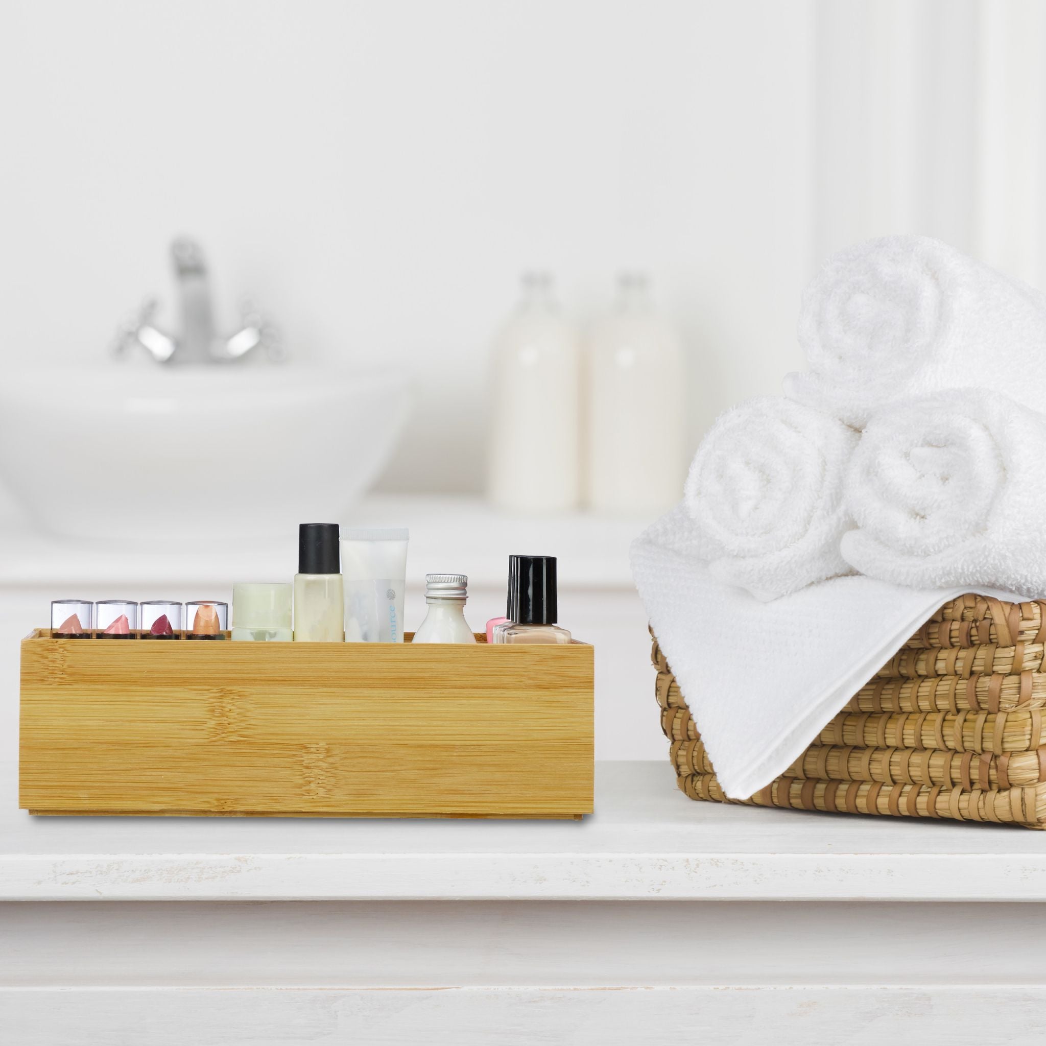 Ordnungsbox Bambus Hellbraun von Relaxdays