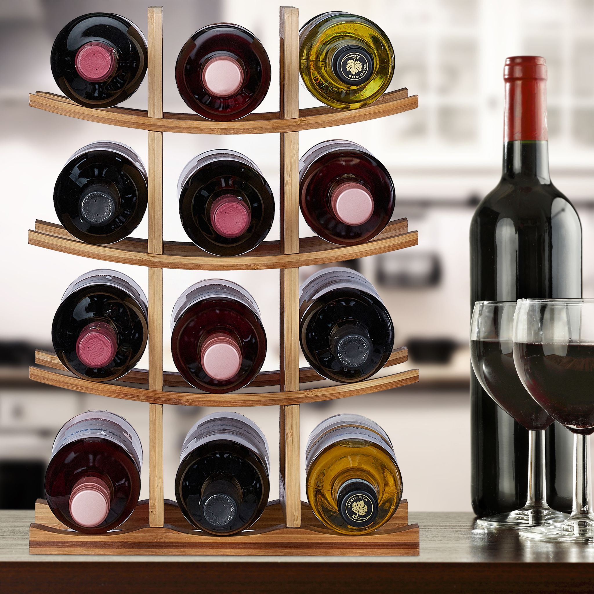 Weinregal für 12 Flaschen Hellbraun von Relaxdays