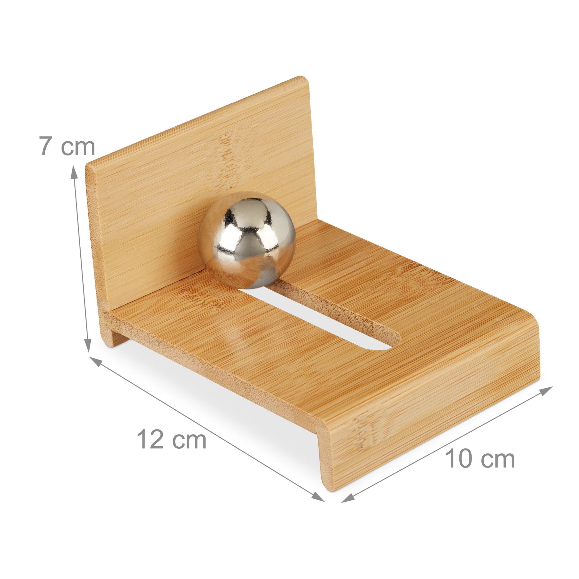 Visitenkartenhalter Bambus mit Kugel Hellbraun von Relaxdays