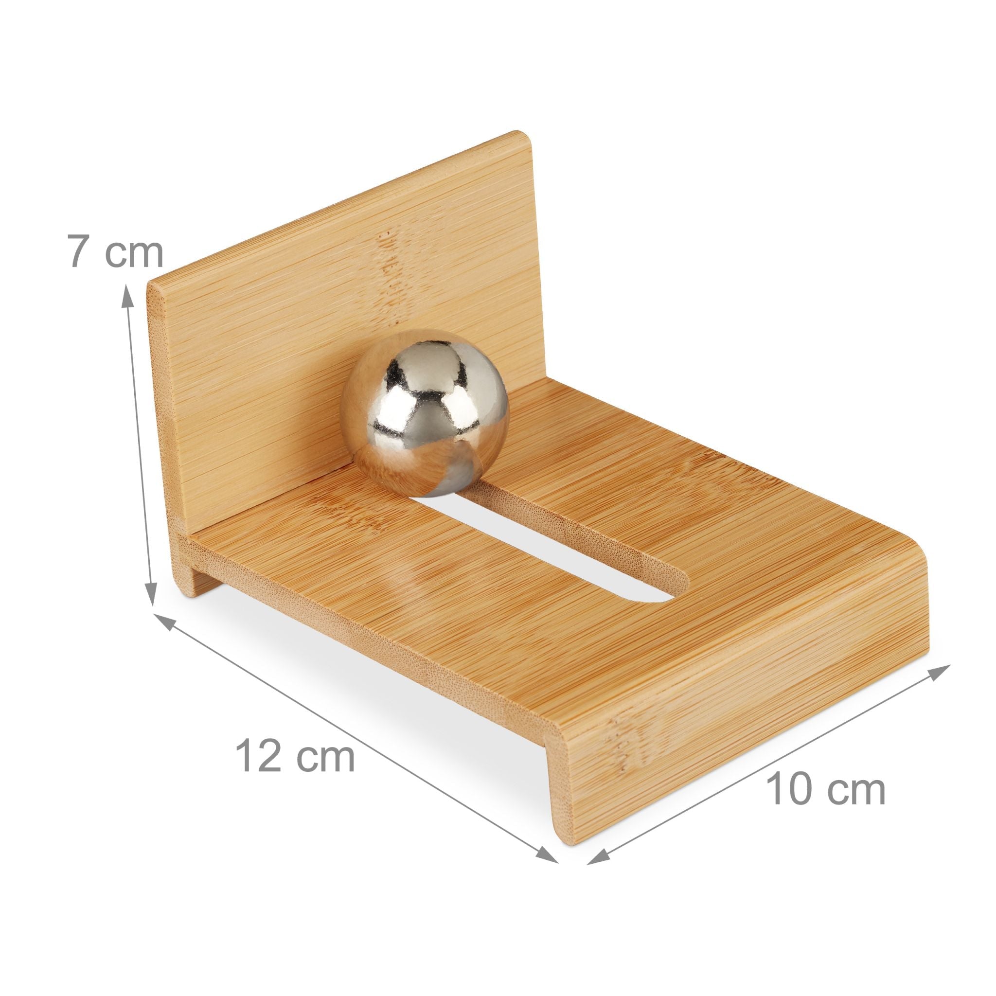 Visitenkartenhalter Bambus mit Kugel Hellbraun von Relaxdays
