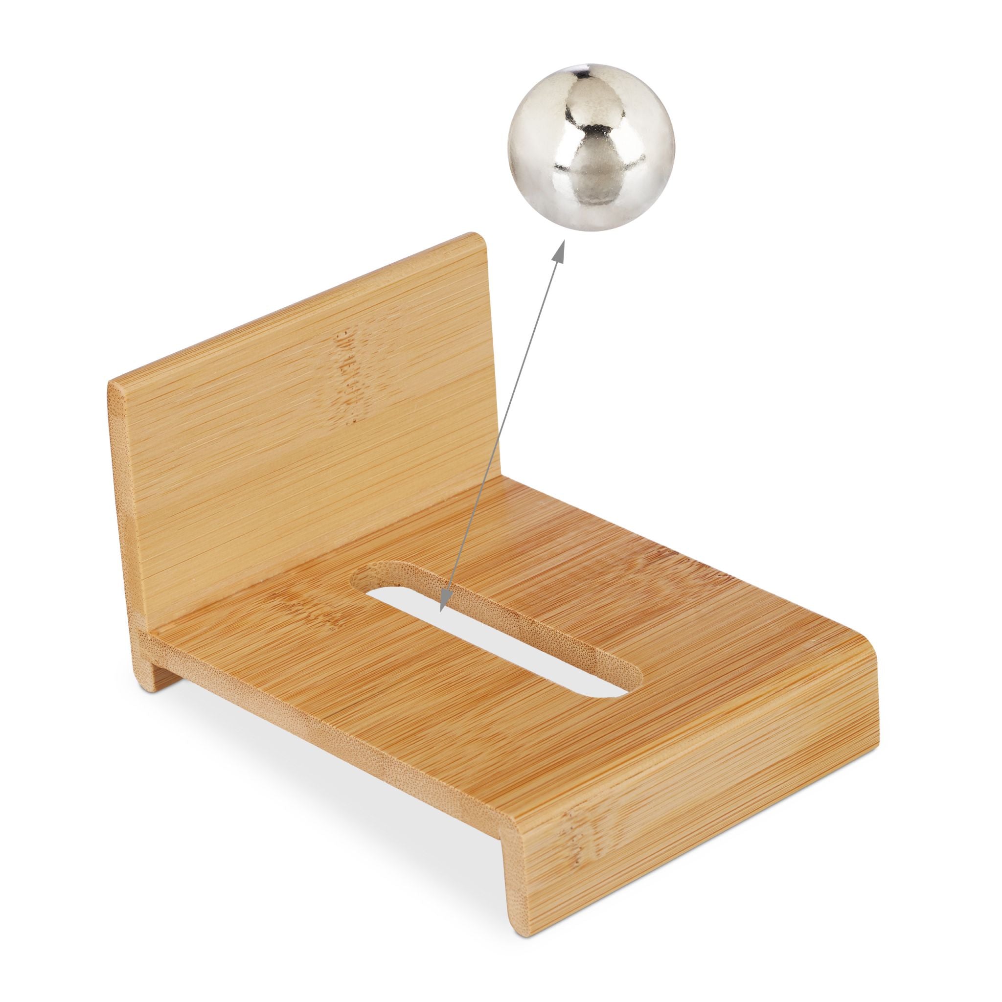 Visitenkartenhalter Bambus mit Kugel Hellbraun von Relaxdays