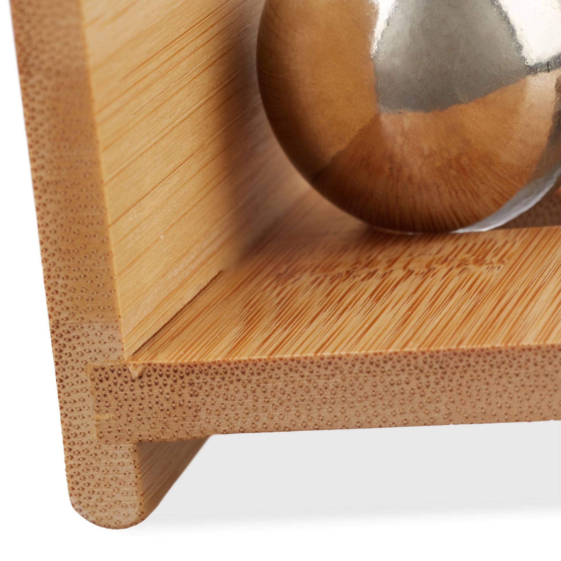 Visitenkartenhalter Bambus mit Kugel Hellbraun von Relaxdays