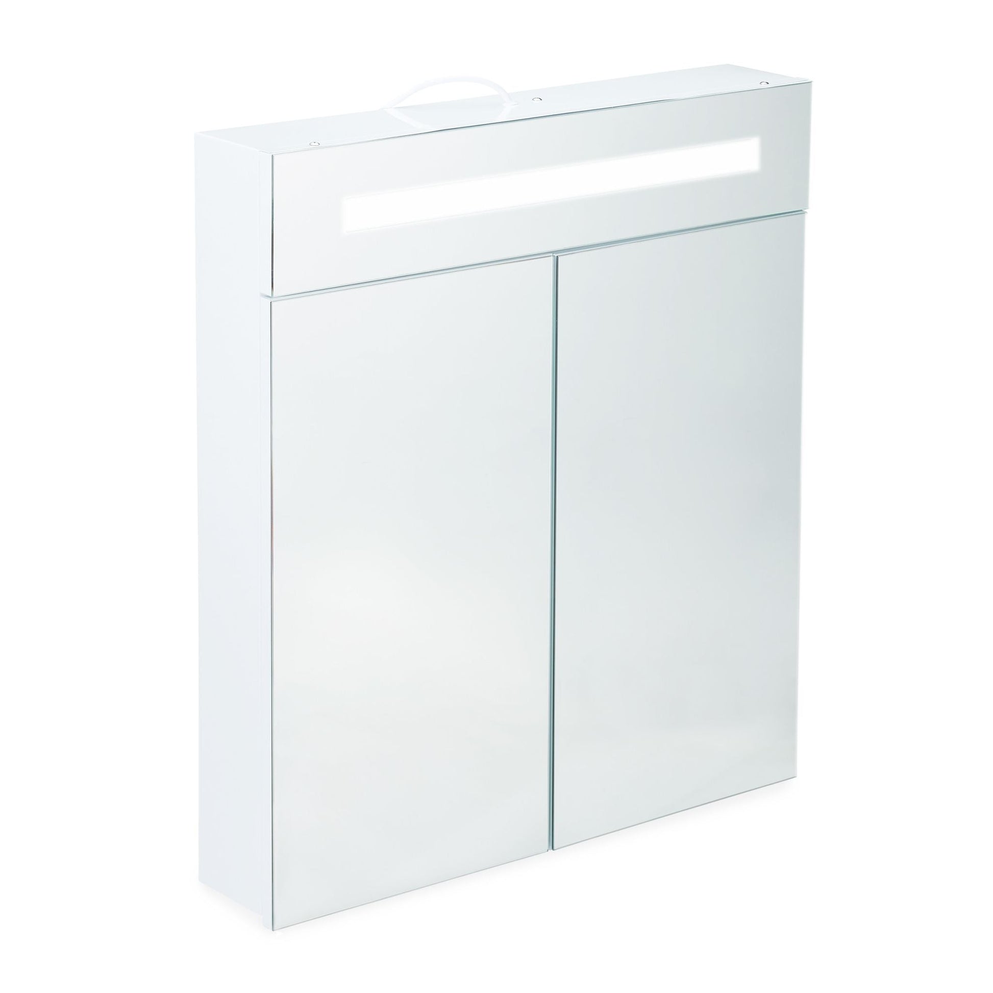 LED Spiegelschrank mit 2 Türen Weiss-Transparent von Relaxdays