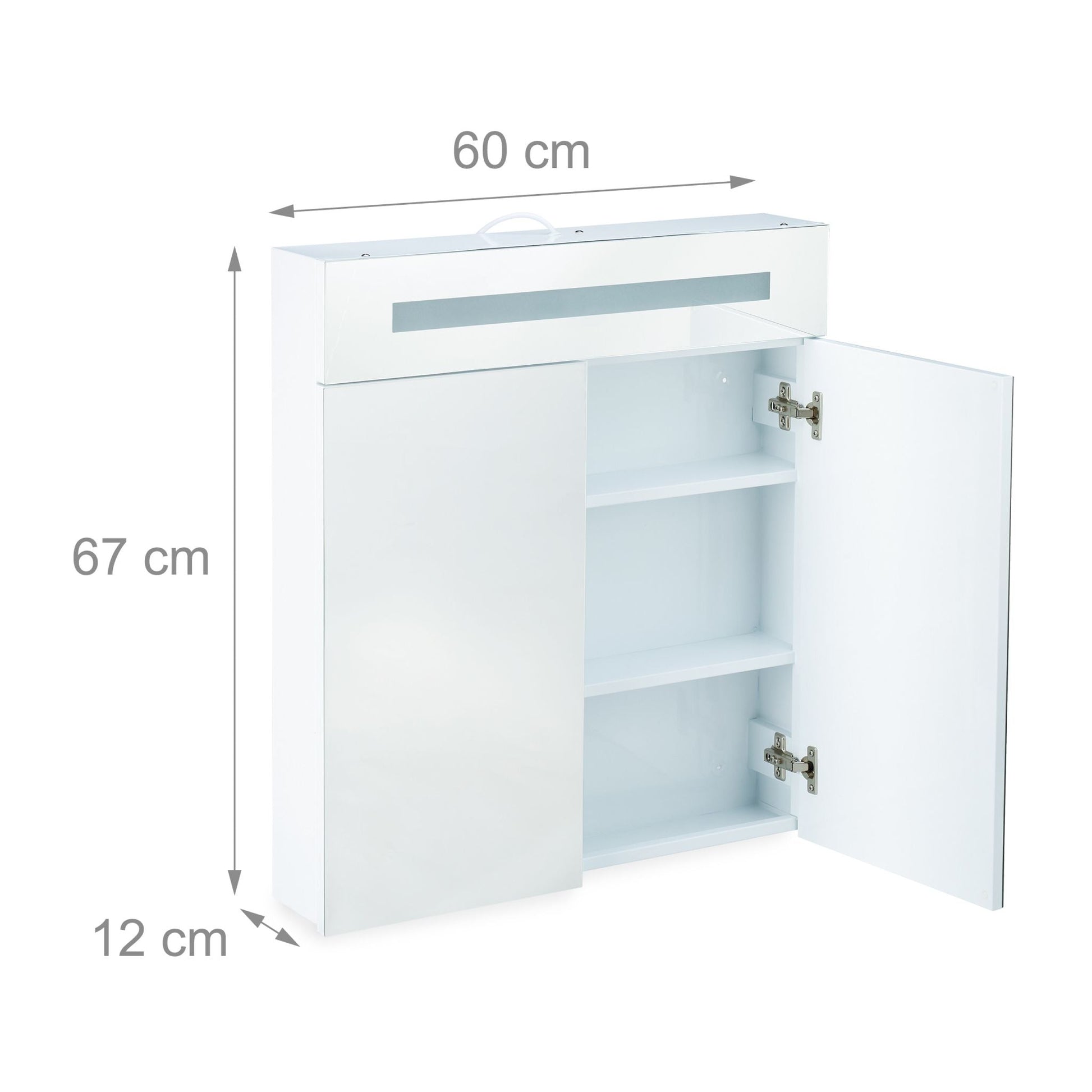 LED Spiegelschrank mit 2 Türen Weiss-Transparent von Relaxdays
