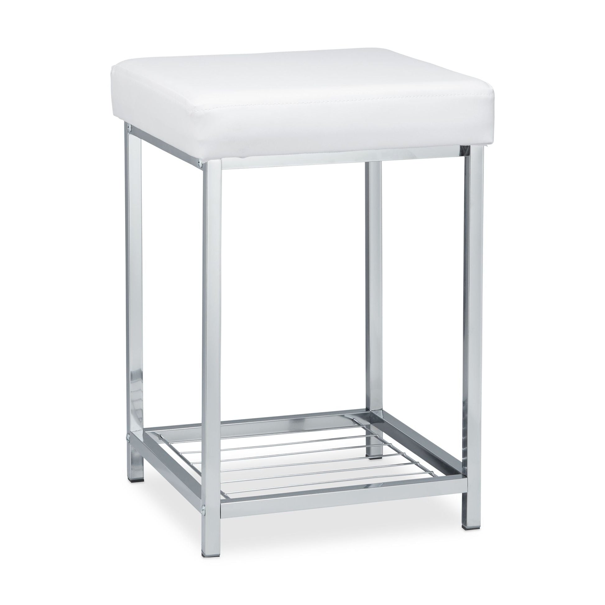 Gepolsterter Hocker mit Ablage Weiss Weiss-Silber von Relaxdays