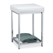 Gepolsterter Hocker mit Ablage Weiss Weiss-Silber von Relaxdays