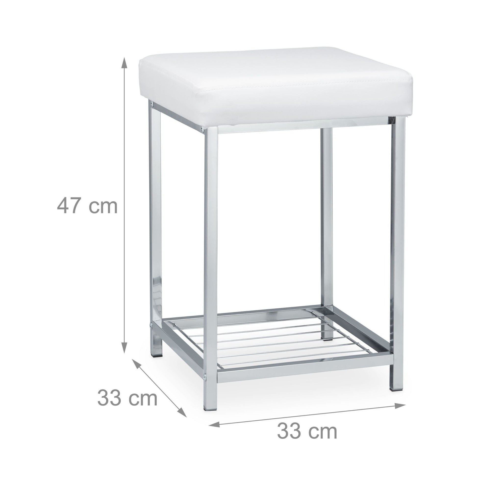 Gepolsterter Hocker mit Ablage Weiss Weiss-Silber von Relaxdays