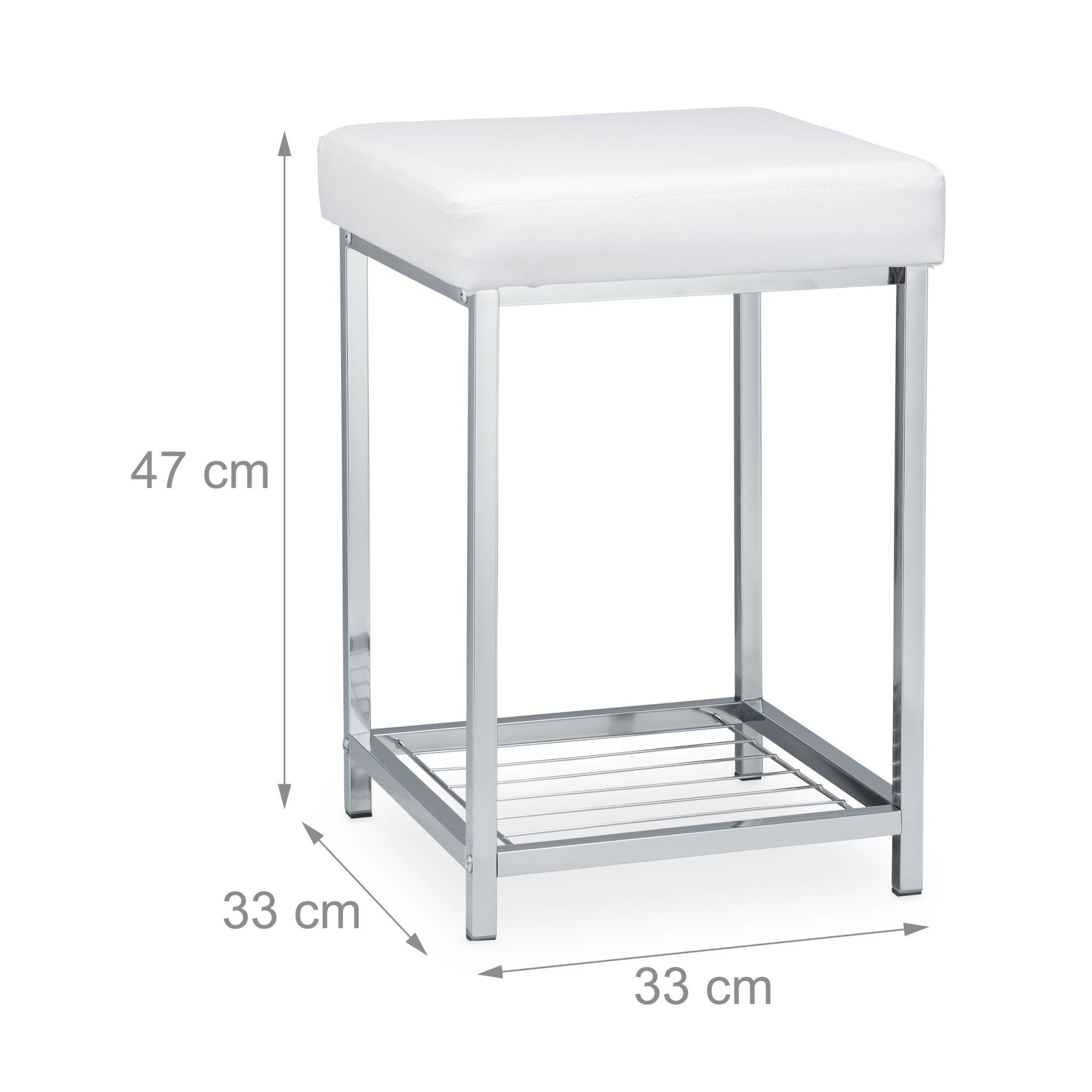 Gepolsterter Hocker mit Ablage Weiss Weiss-Silber von Relaxdays