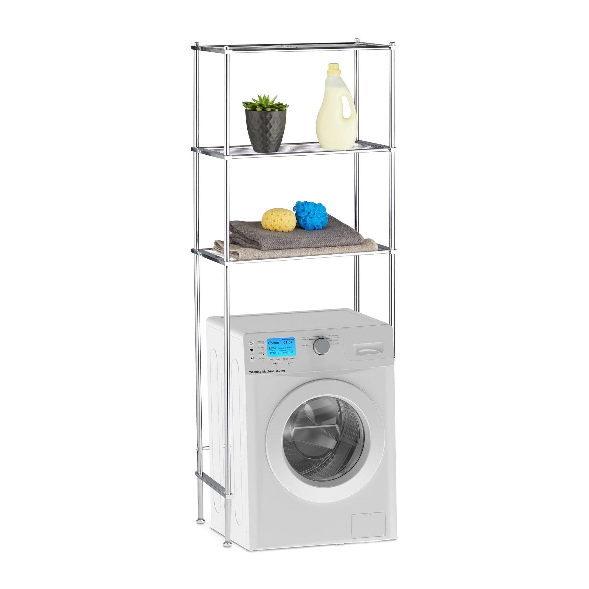 Überbauregal Waschmaschine 3 Ablagen Silber von Relaxdays