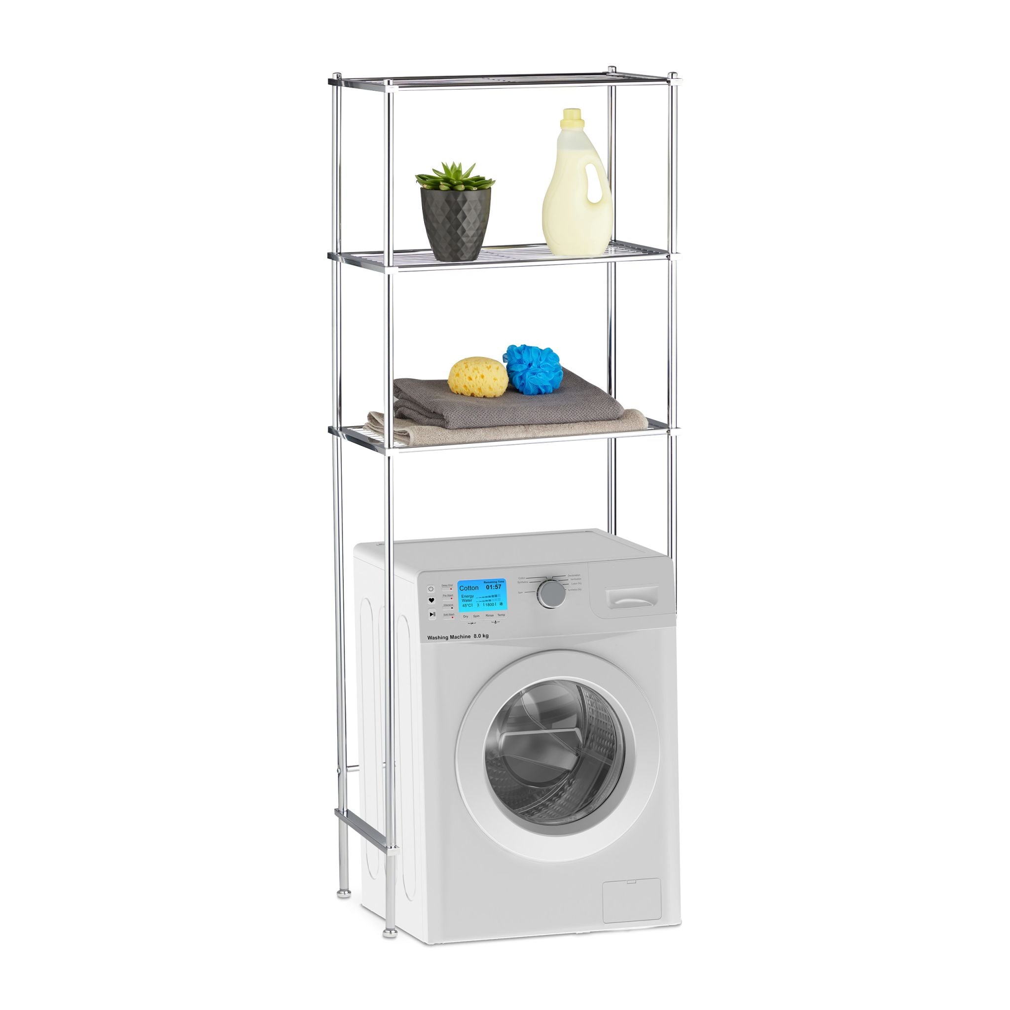 Überbauregal Waschmaschine 3 Ablagen Silber von Relaxdays