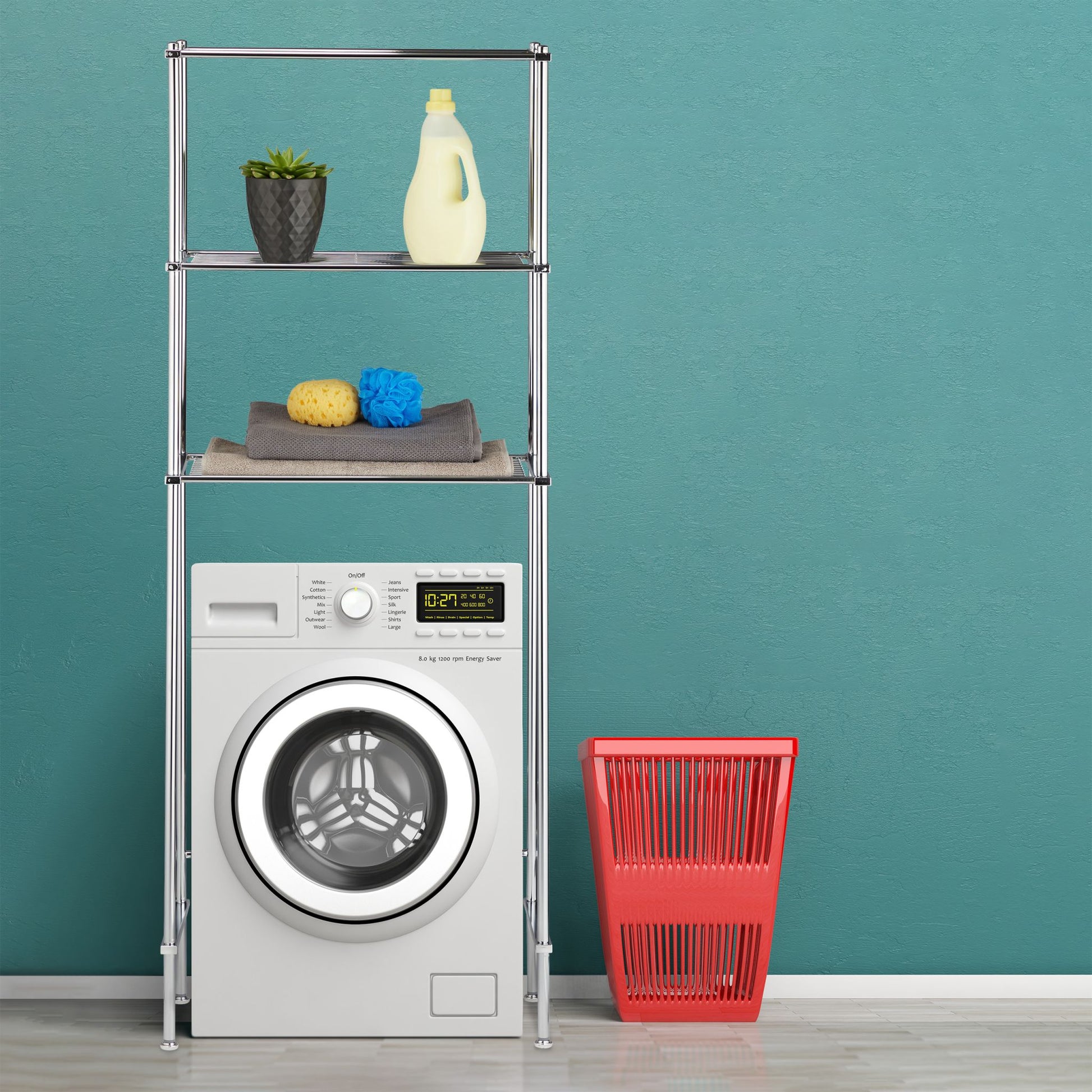 Überbauregal Waschmaschine 3 Ablagen Silber von Relaxdays