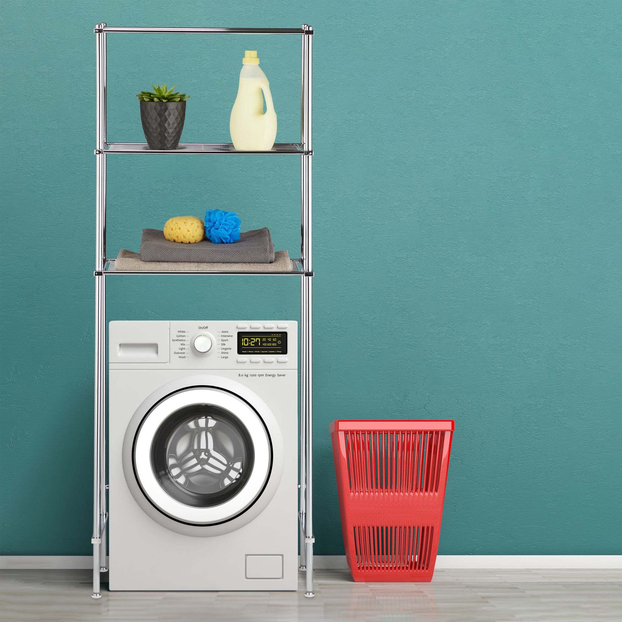Überbauregal Waschmaschine 3 Ablagen Silber von Relaxdays