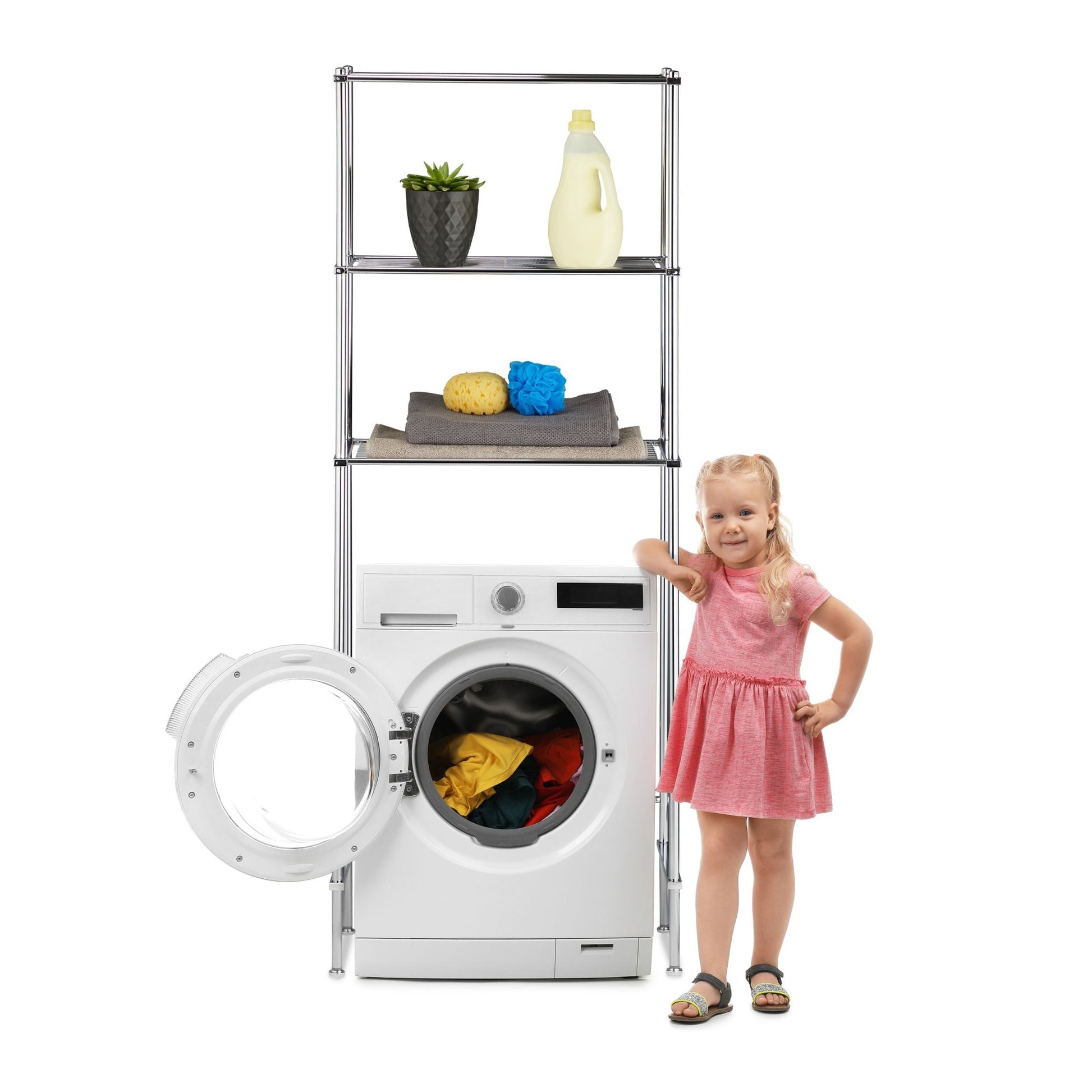 Überbauregal Waschmaschine 3 Ablagen Silber von Relaxdays
