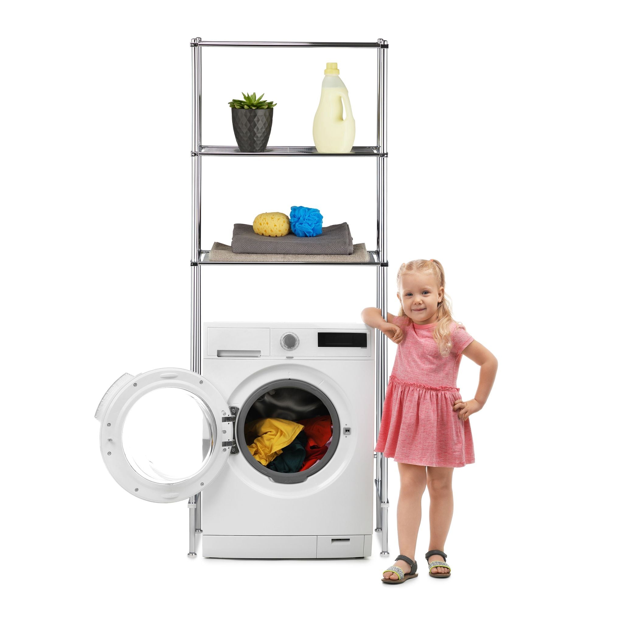 Überbauregal Waschmaschine 3 Ablagen Silber von Relaxdays