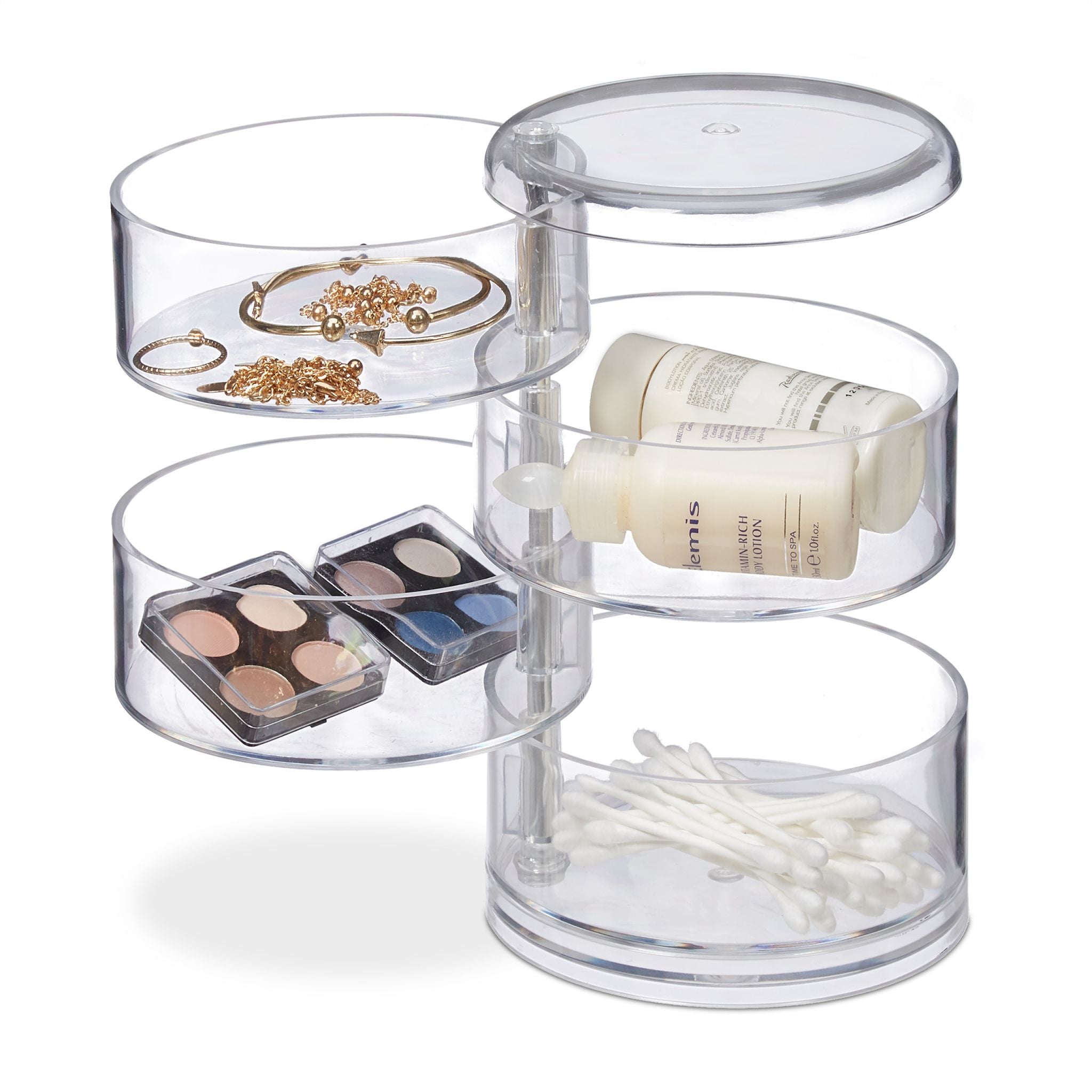 Kosmetikorganizer mit drehbaren Fächern Transparent von Relaxdays