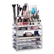 Kosmetikorganizer mit 6 Schubladen Gold-Schwarz-Transparent von Relaxdays