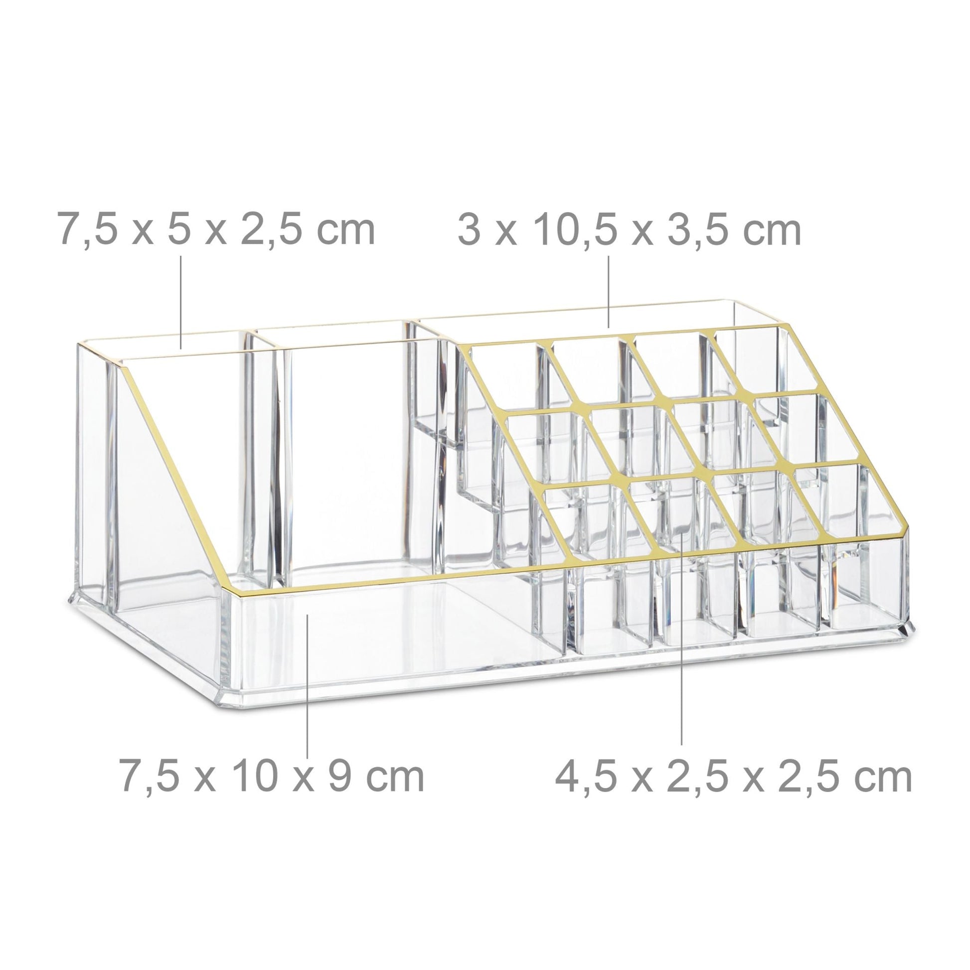 Kosmetikorganizer mit 6 Schubladen Gold-Schwarz-Transparent von Relaxdays