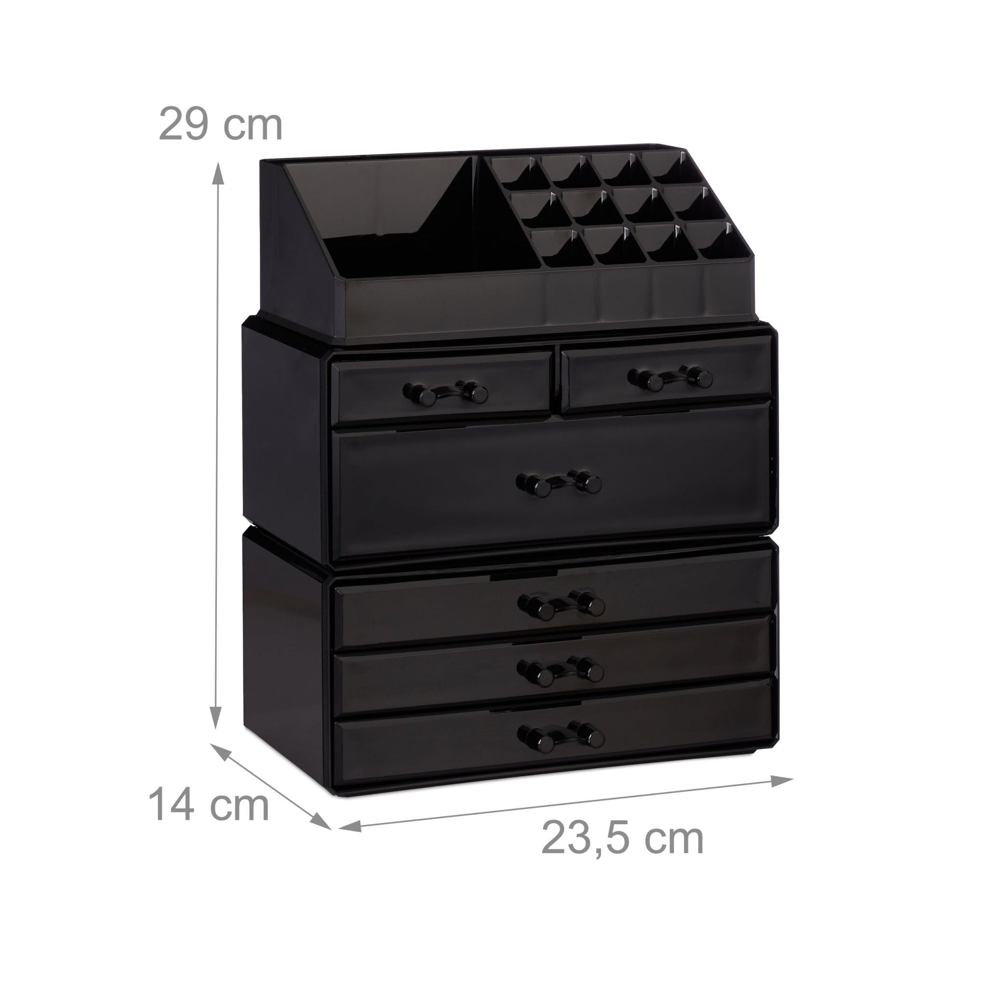 Kosmetikorganizer mit 6 Schubladen Schwarz von Relaxdays