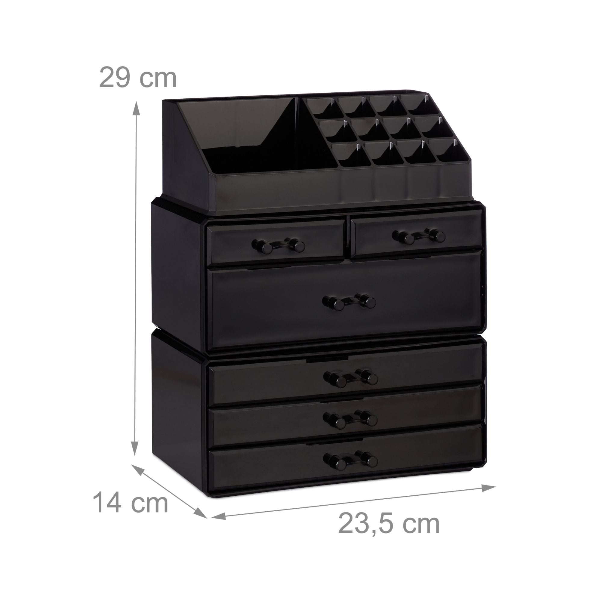 Kosmetikorganizer mit 6 Schubladen Schwarz von Relaxdays