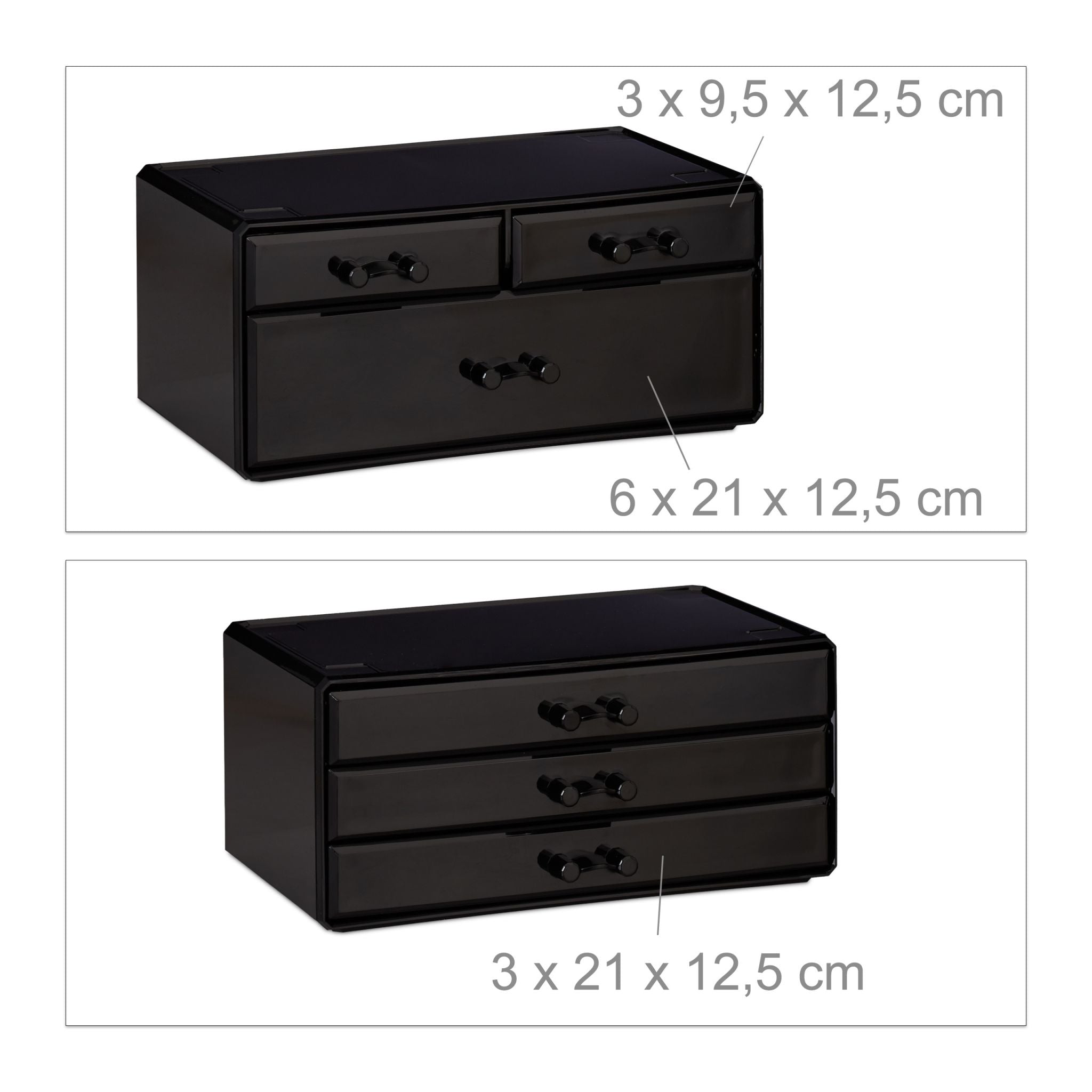 Kosmetikorganizer mit 6 Schubladen Schwarz von Relaxdays