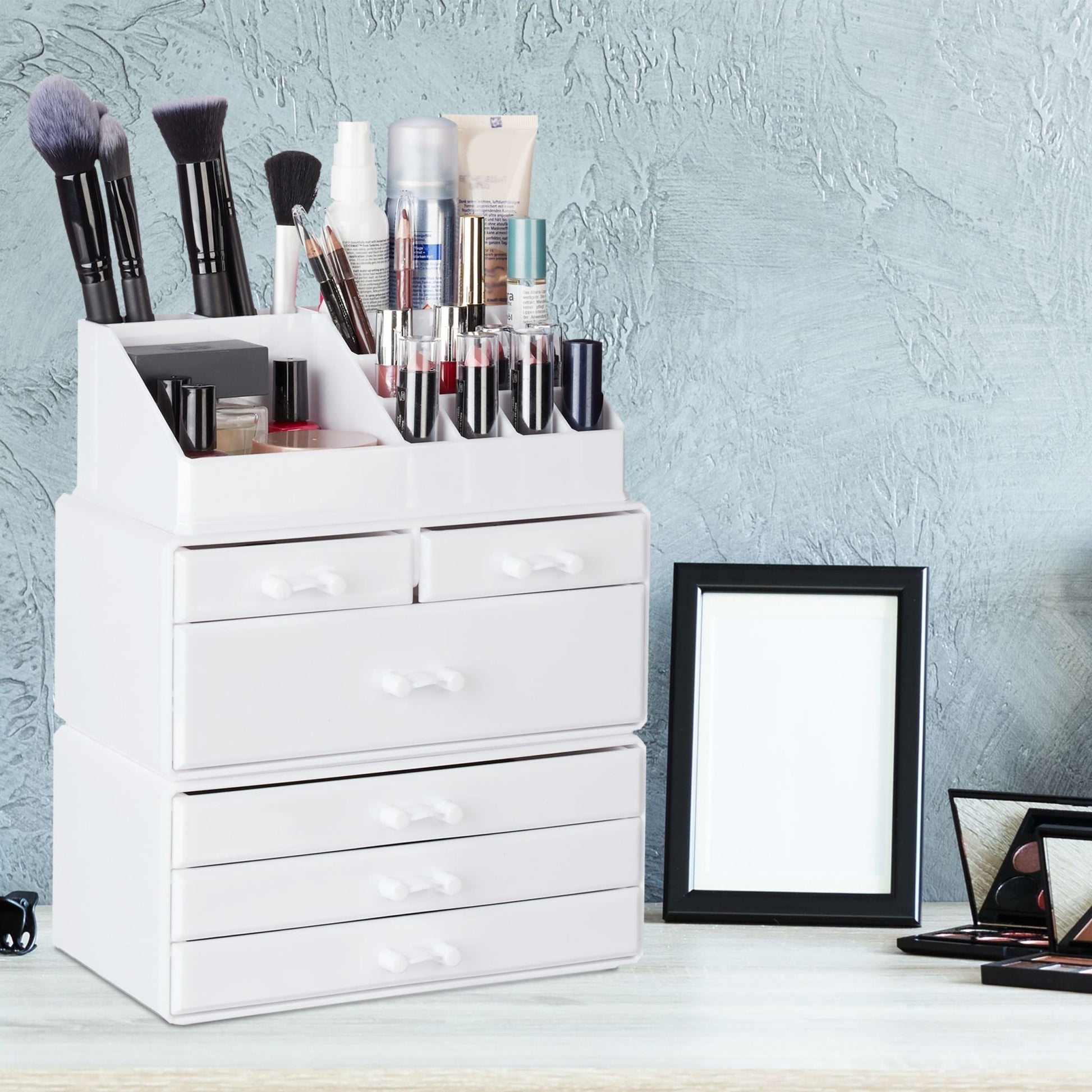 Kosmetikorganizer mit 6 Schubladen Weiss von Relaxdays
