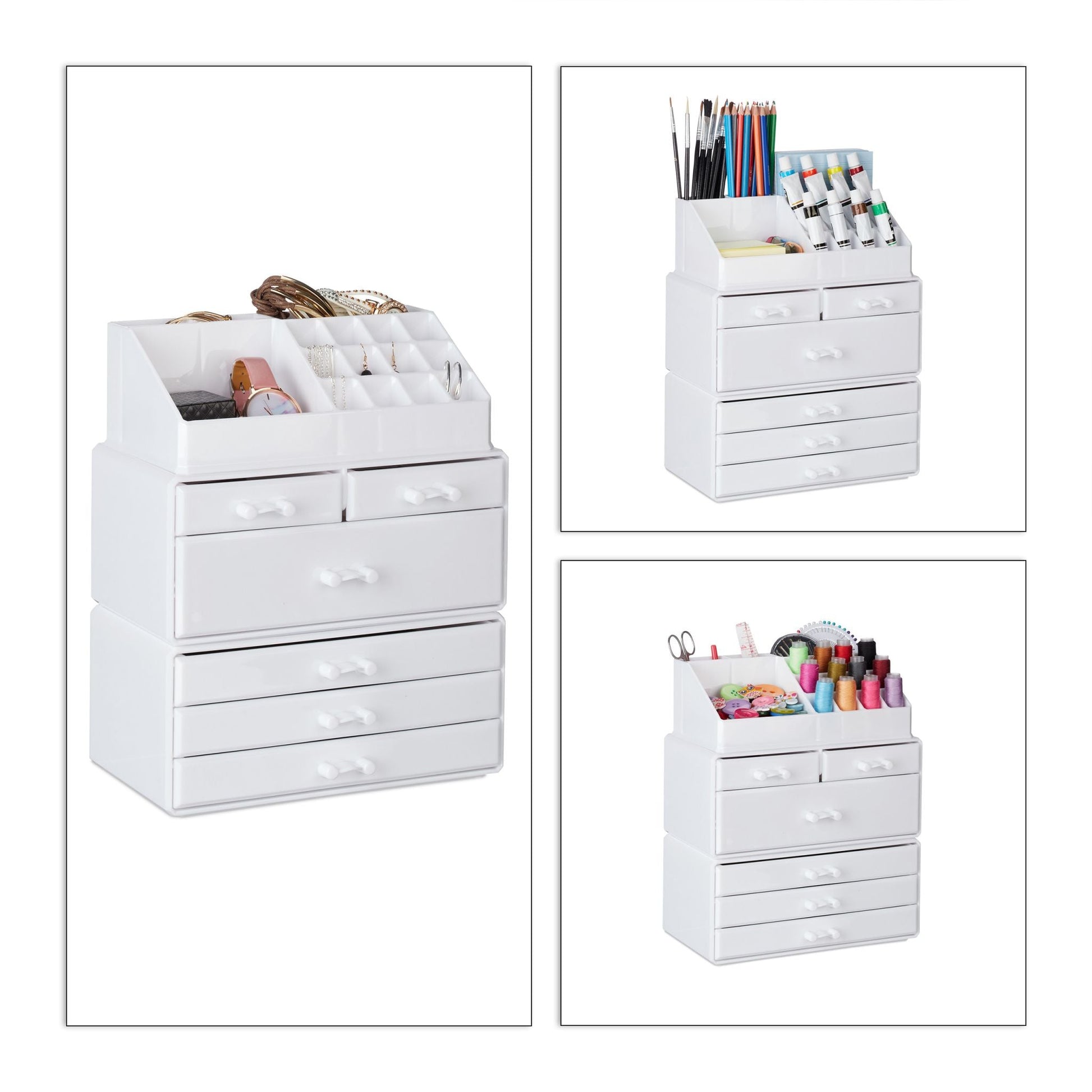 Kosmetikorganizer mit 6 Schubladen Weiss von Relaxdays
