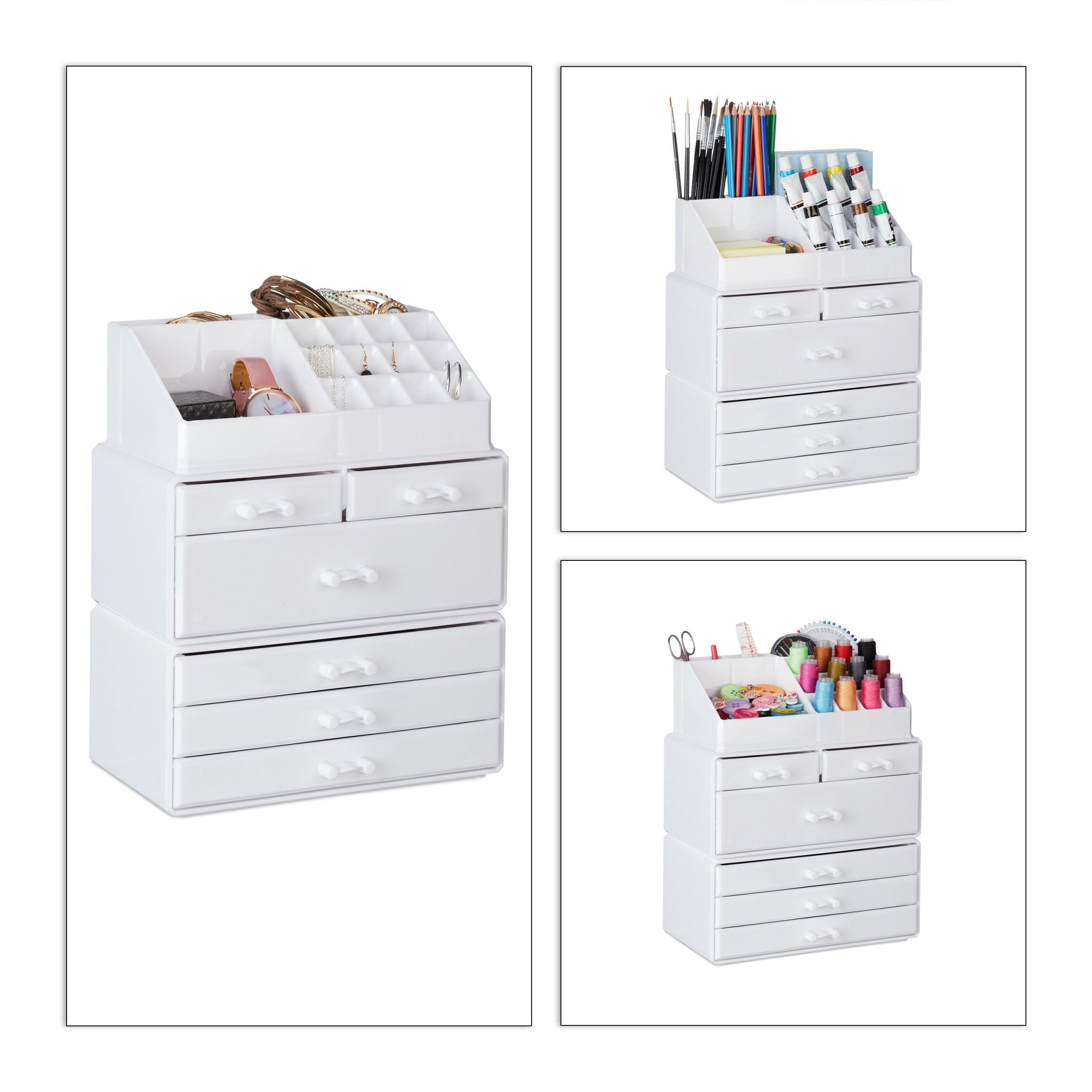 Kosmetikorganizer mit 6 Schubladen Weiss von Relaxdays