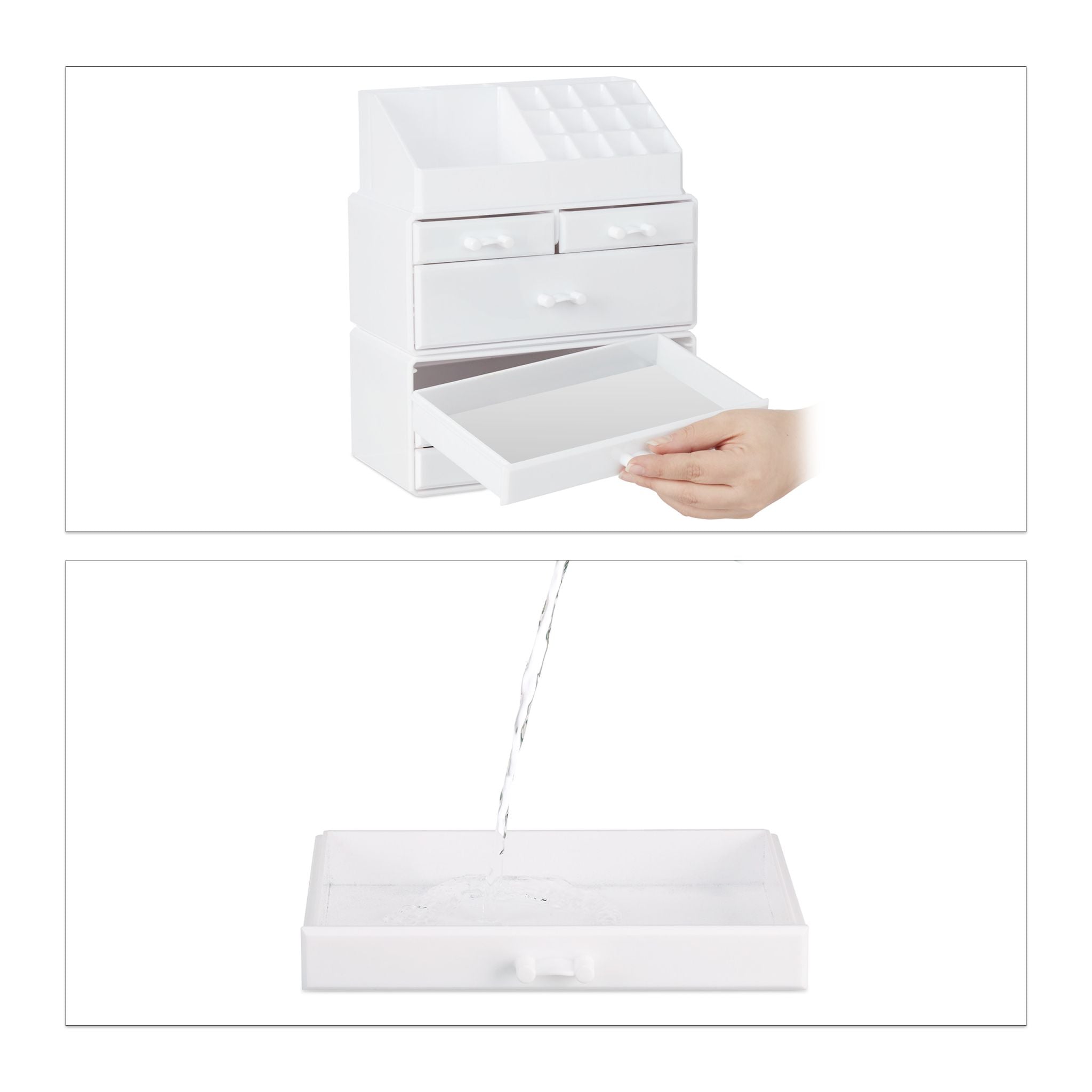 Kosmetikorganizer mit 6 Schubladen Weiss von Relaxdays