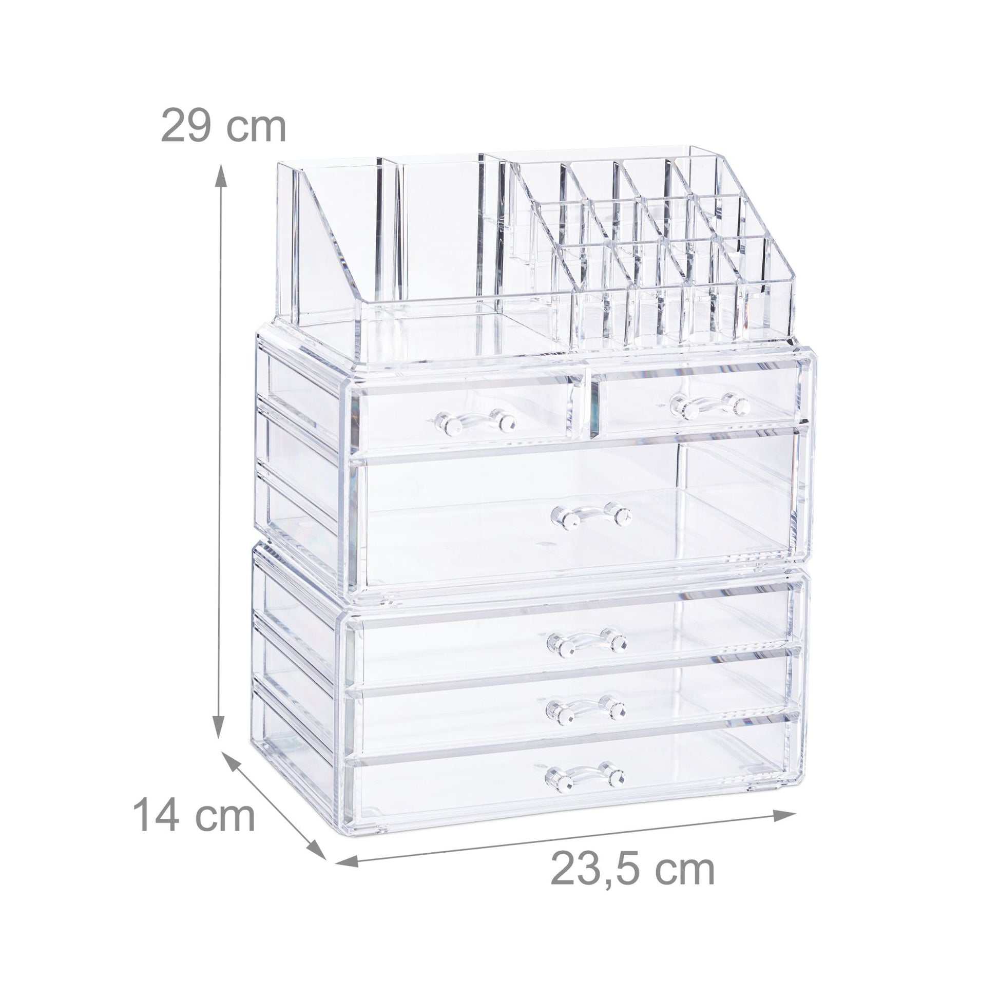 Kosmetikorganizer mit 6 Schubladen Schwarz-Transparent von Relaxdays