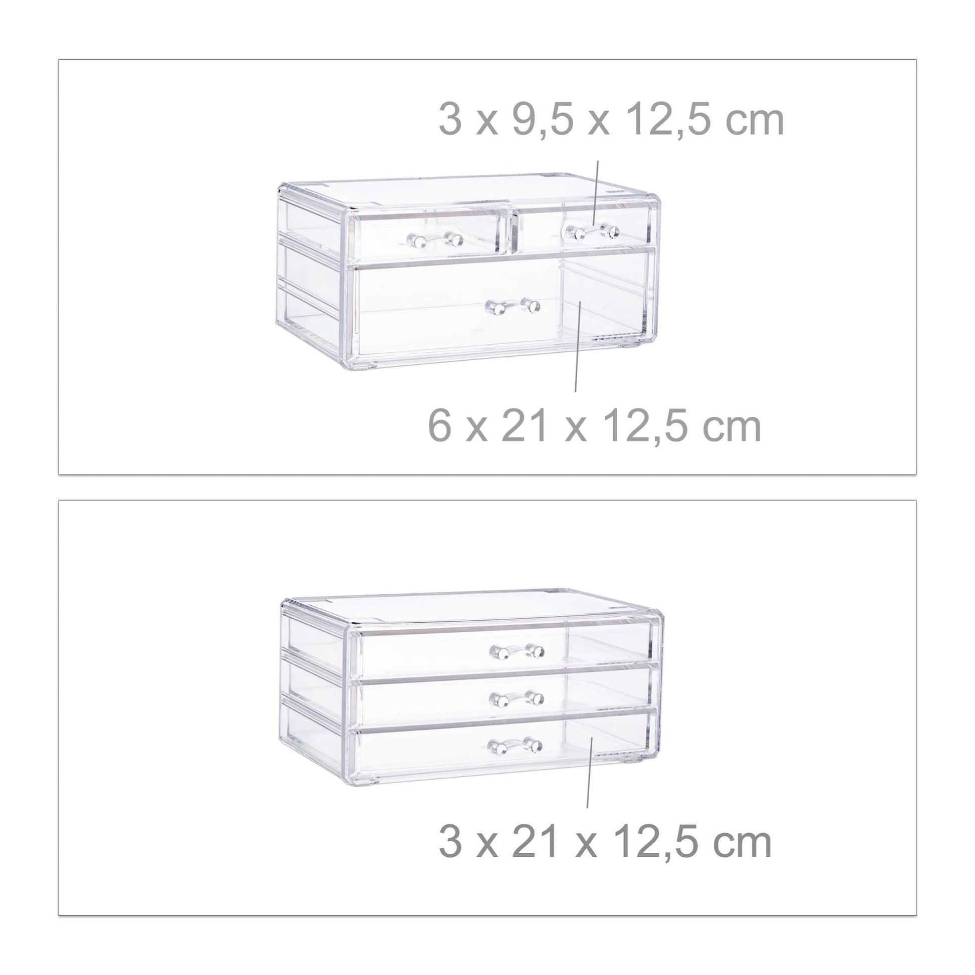 Kosmetikorganizer mit 6 Schubladen Schwarz-Transparent von Relaxdays