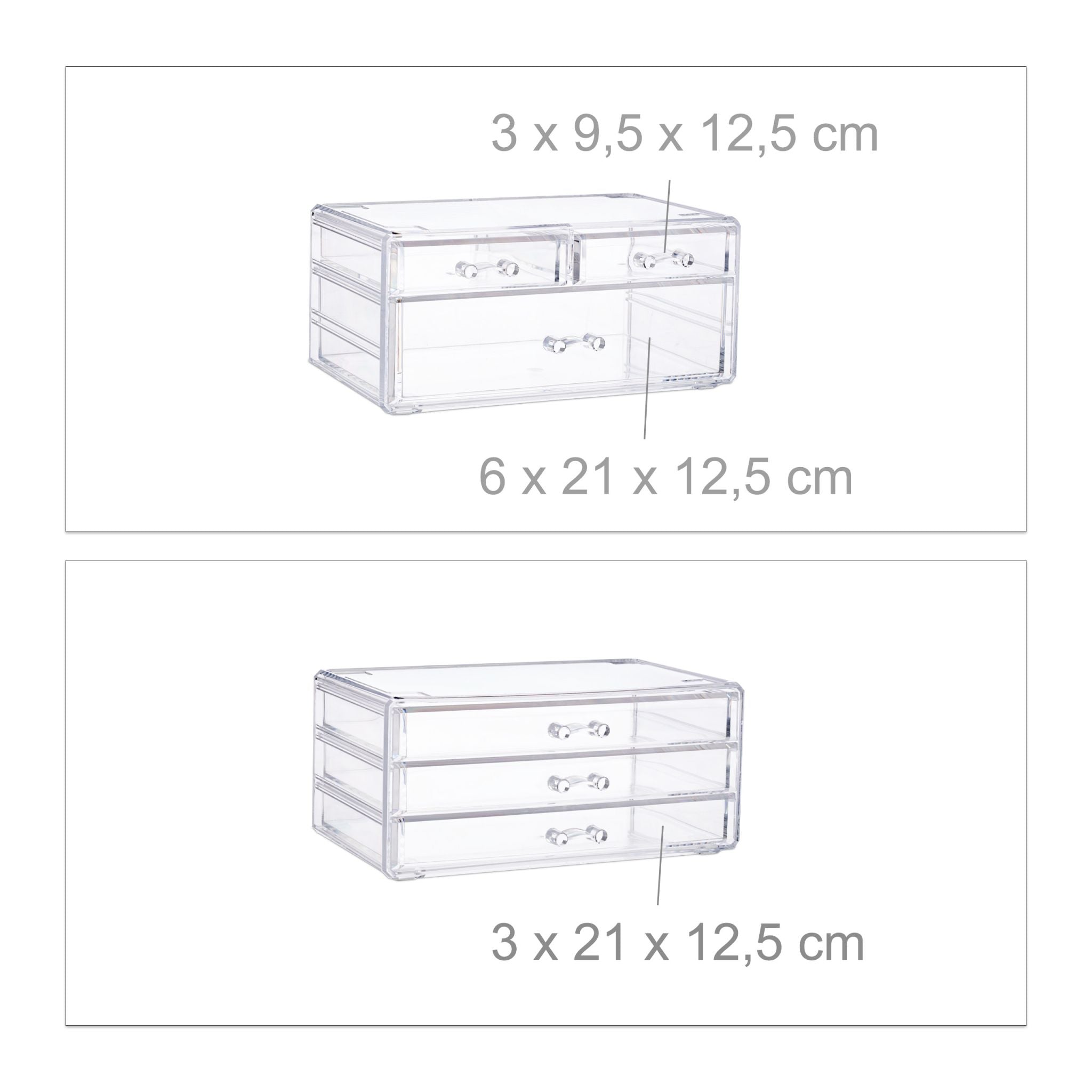 Kosmetikorganizer mit 6 Schubladen Schwarz-Transparent von Relaxdays