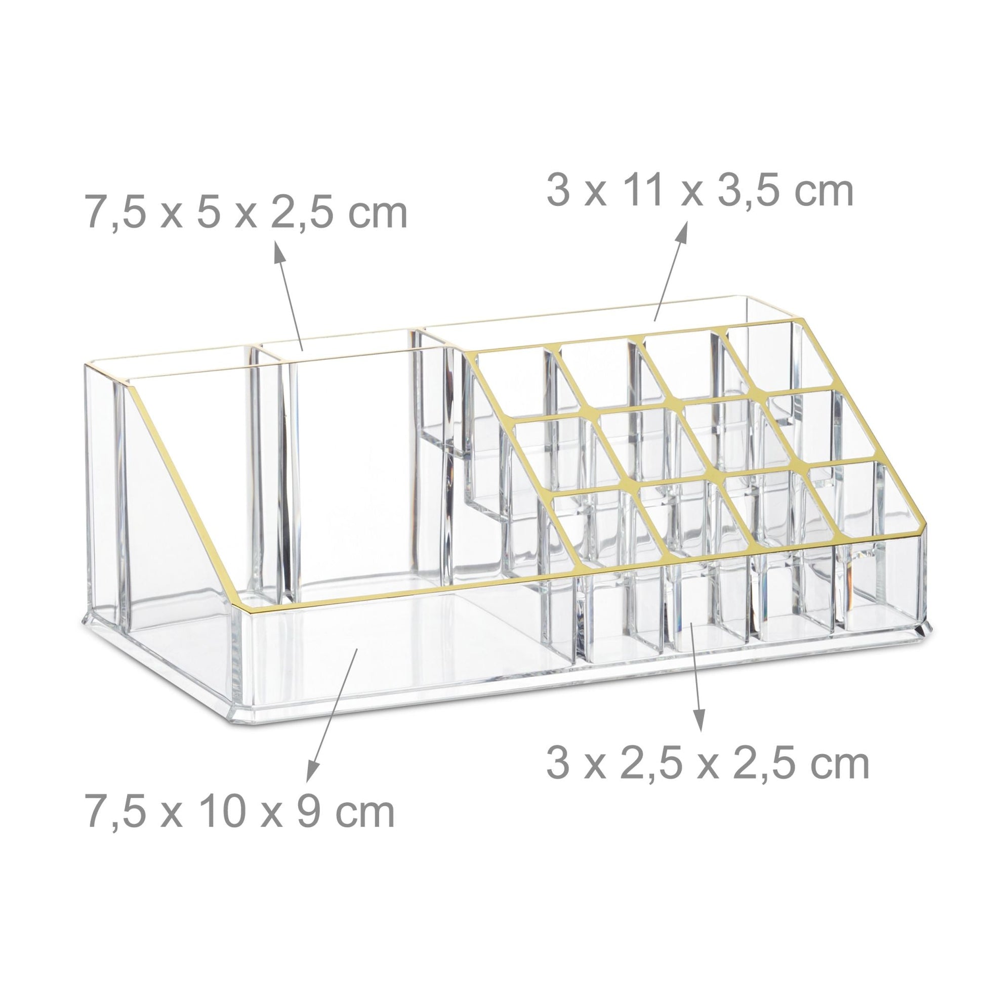 Kosmetikorganizer Acryl Gold-Transparent von Relaxdays